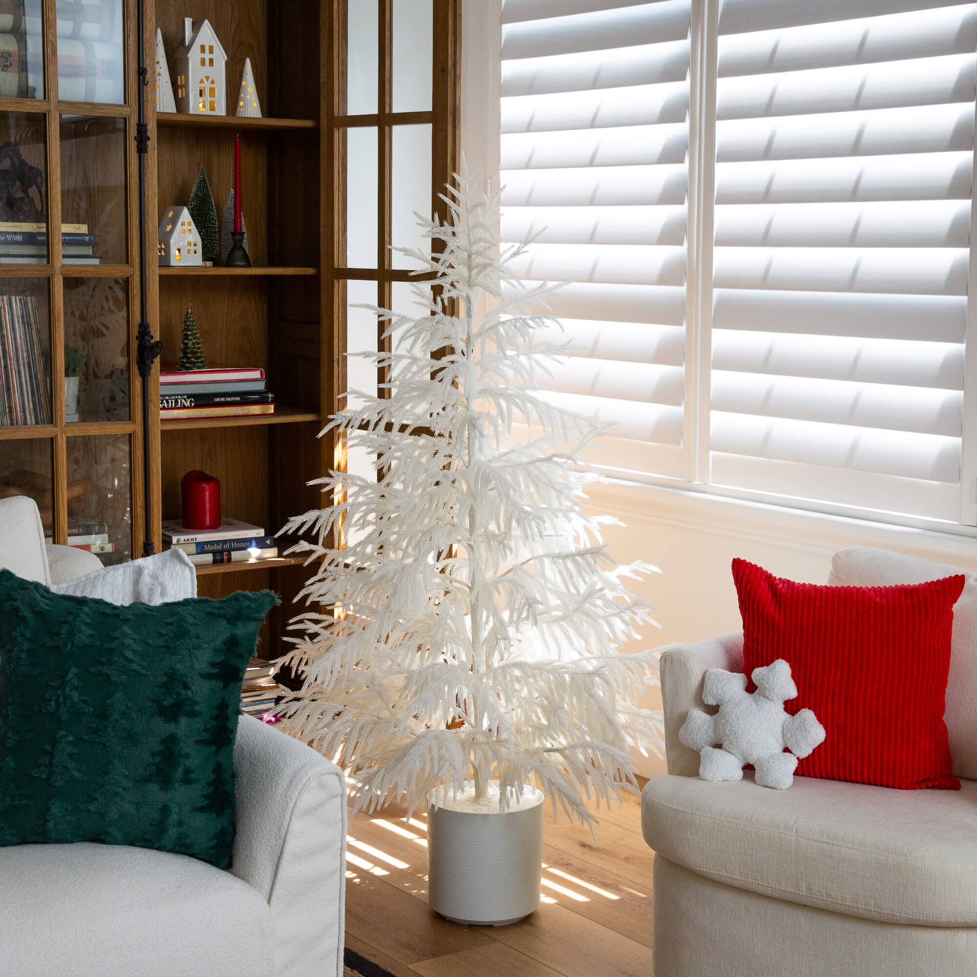 5' Artificial Real Touch White Norfolk Island Pine Christmas Tree with Natural Look - Image 3
