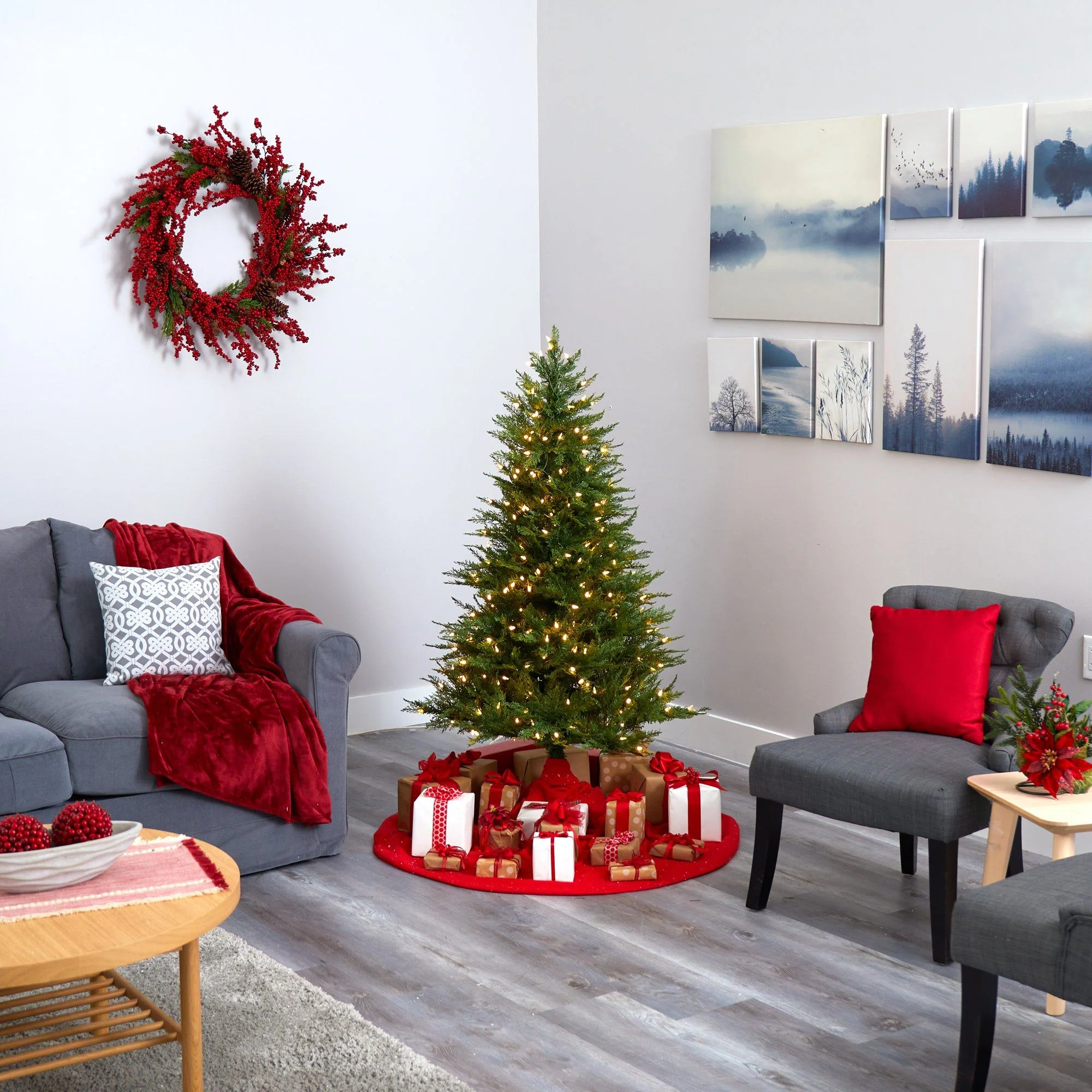 5’ Wisconsin Fir Artificial Christmas Tree with 250 Warm White LED Lights and 578 Bendable Branches - Image 6