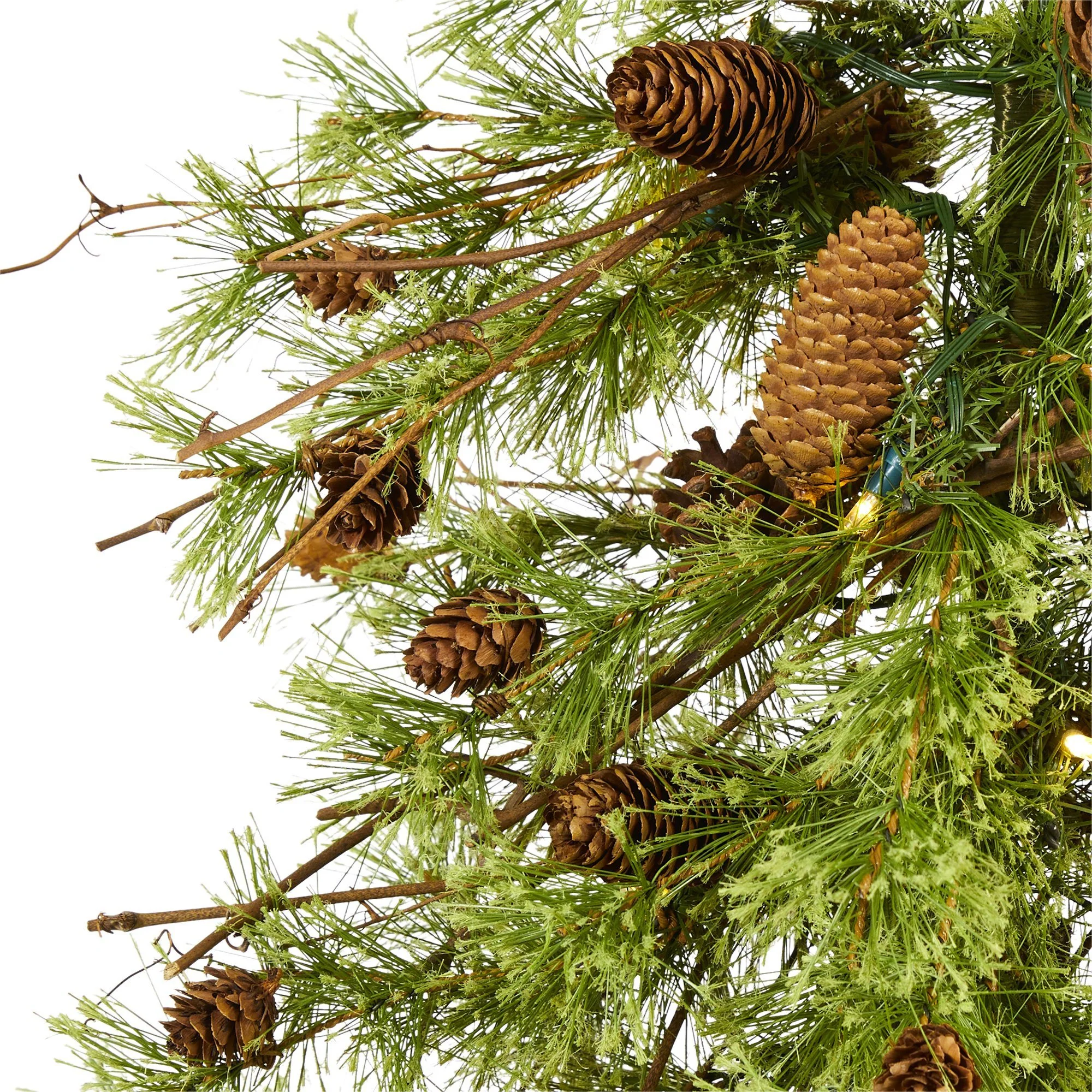 5' Wyoming Alpine Artificial Christmas Tree with 100 Clear (multifunction) LED Lights and Pine Cones on Natural Trunk - Image 3