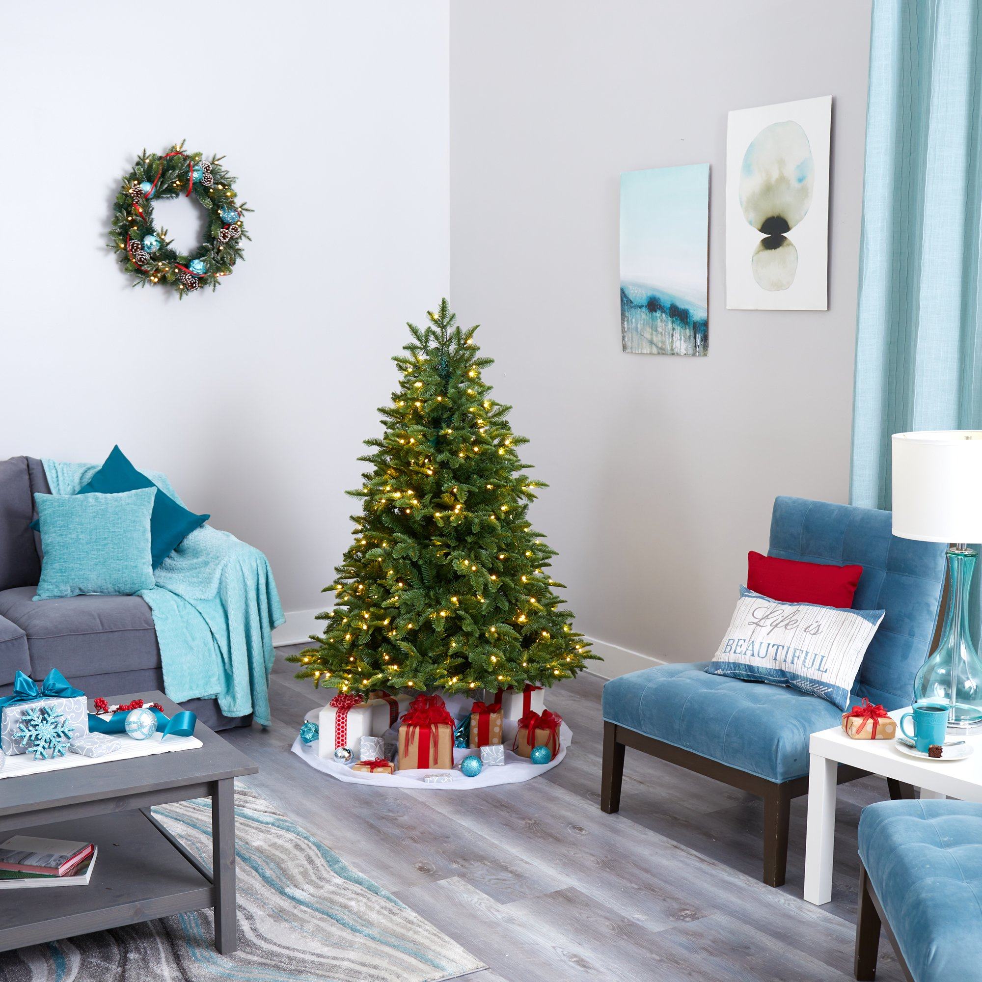 5’ Wyoming Fir Artificial Christmas Tree with 250 Clear LED Lights and 630 Bendable Branches - Image 7