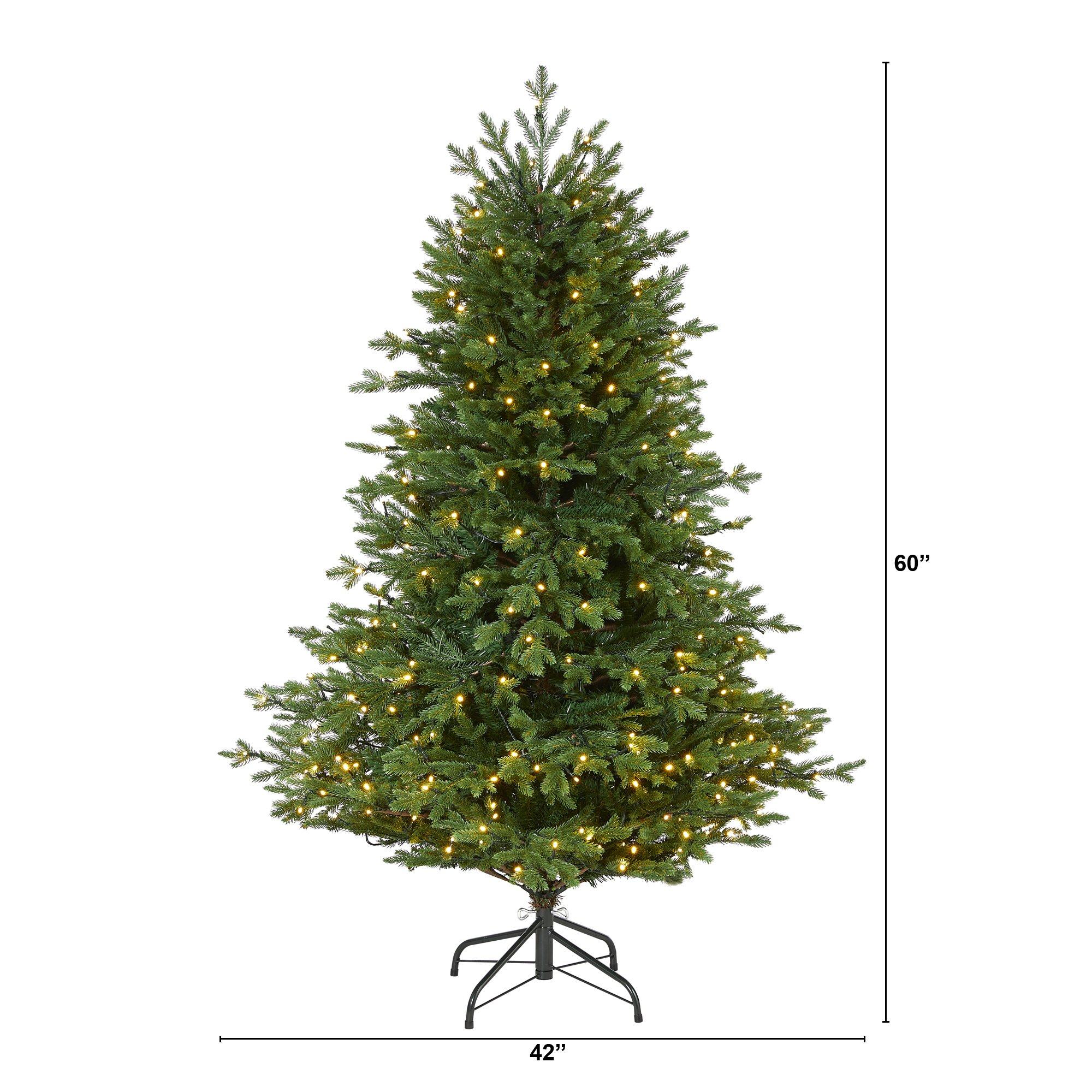 5’ Wyoming Spruce Artificial Christmas Tree with 300 Clear LED Lights and 773 Bendable Branches - Image 2