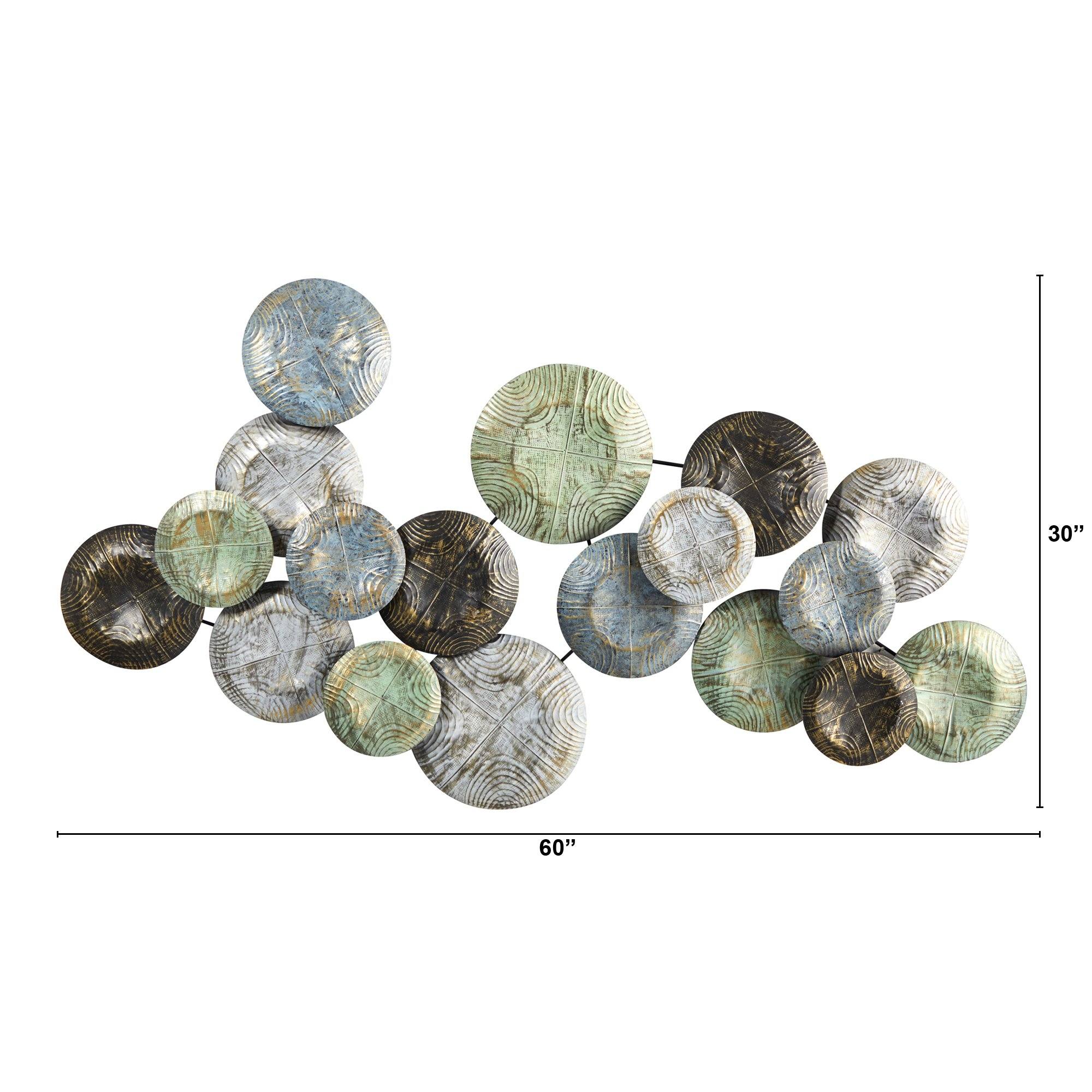 5’ x 2.5’ Embossed Metal Disc Wall Art Decor - Image 2