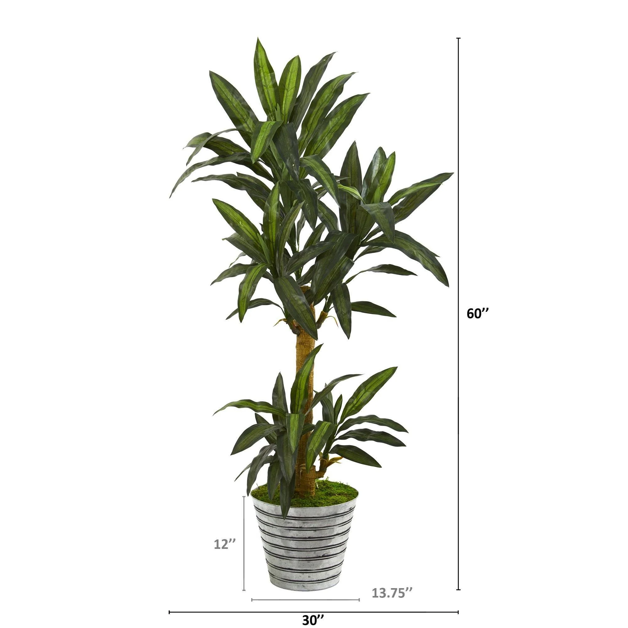 5’ Yucca Artificial Plant in Decorative Tin Bucket - Image 2