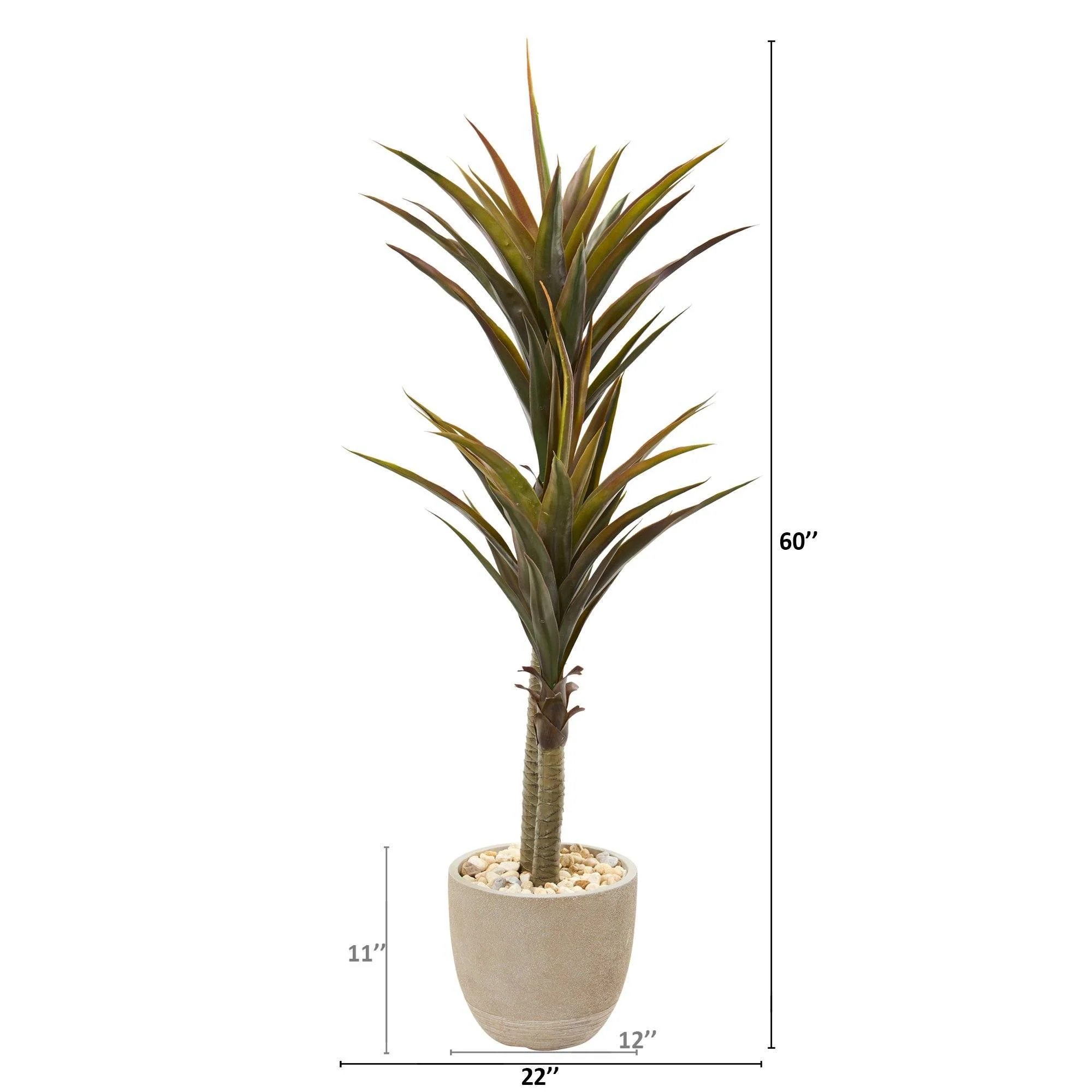 5’ Yucca Artificial Tree in Sandstone Planter - Image 2