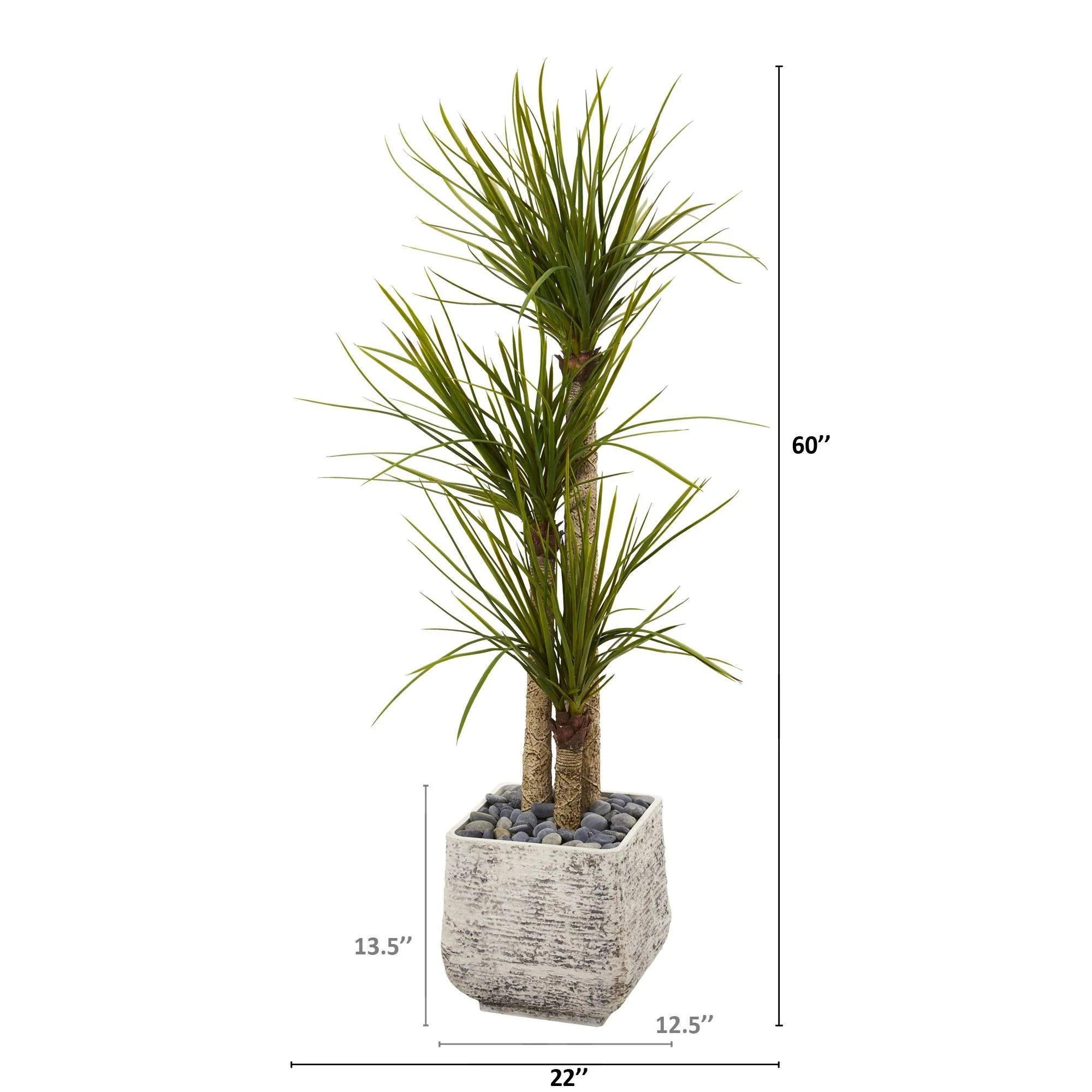 5’ Yucca Artificial Tree in White Planter - Image 2