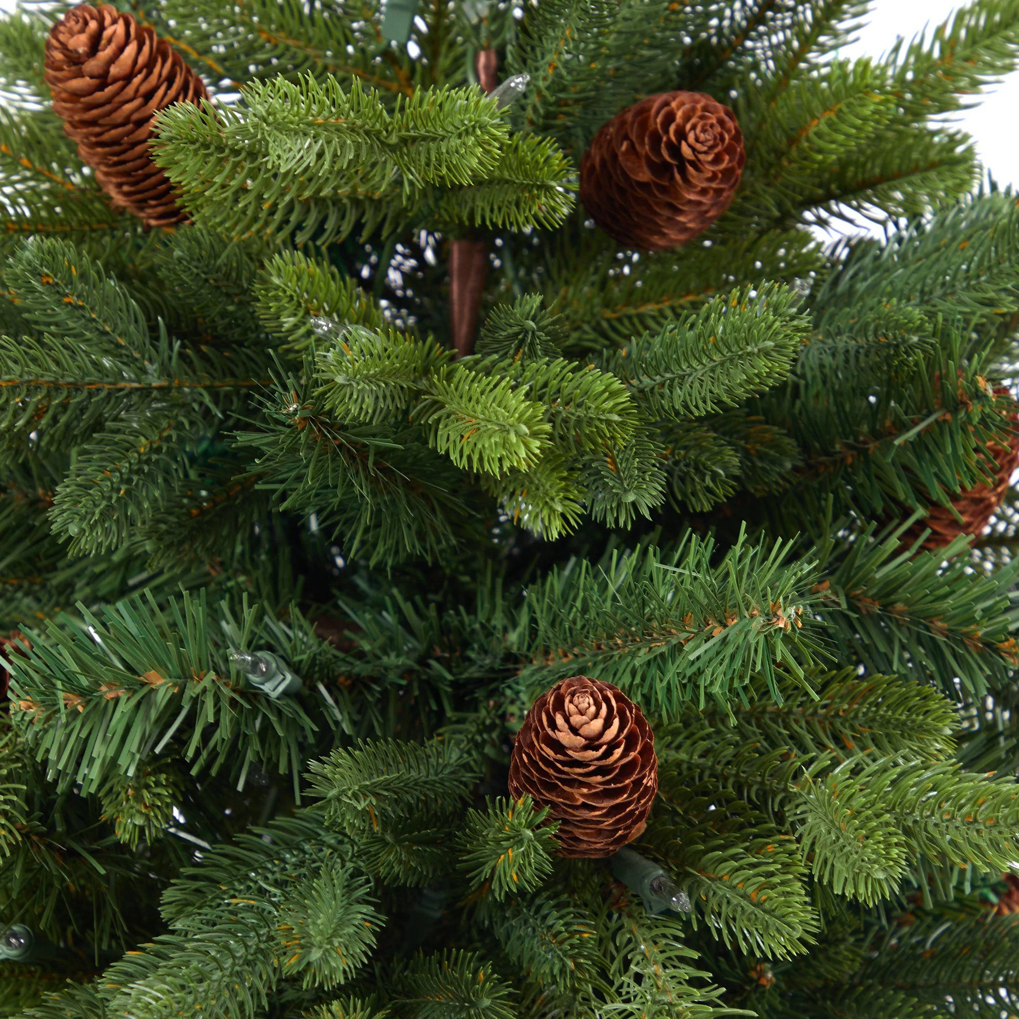 5’ Yukon Mountain Fir Artificial Christmas Tree with 100 Clear Lights, Pine Cones and 386 Bendable Branches in Gray Planter - Image 5