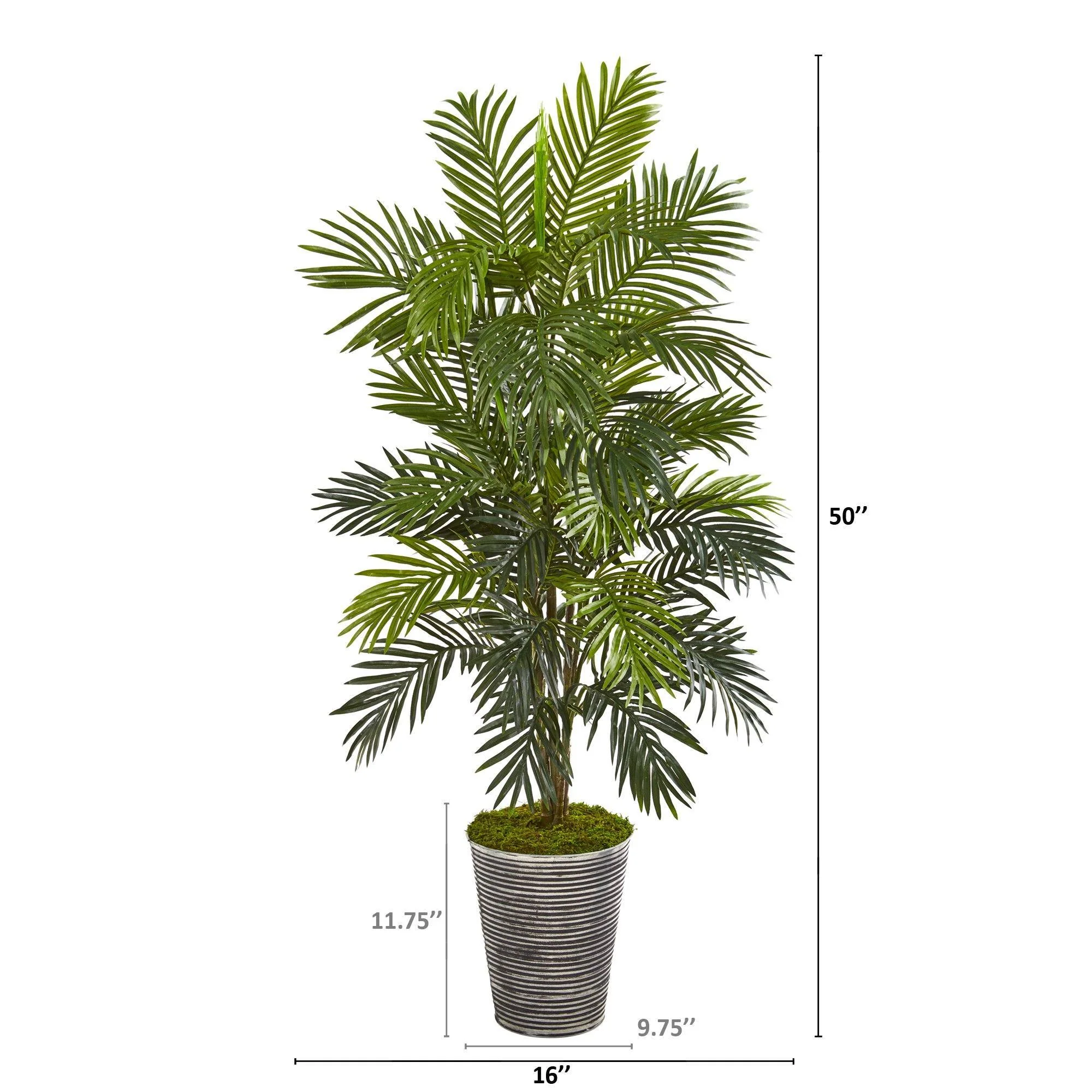 50” Areca Palm Artificial Plant in Tin Planter - Image 2