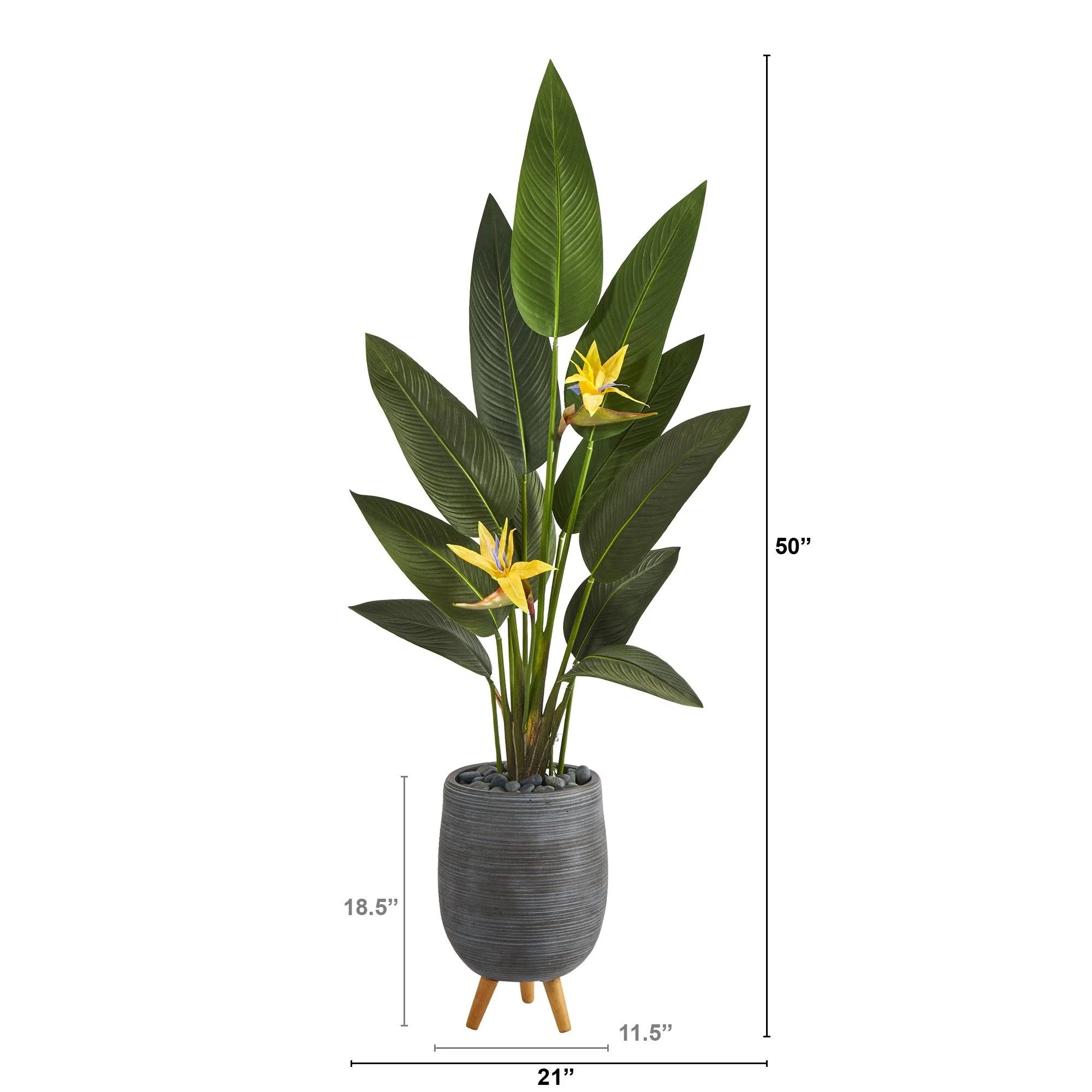 50” Bird of Paradise Artificial Plant in Gray Planter with Stand (Real Touch) - Image 2