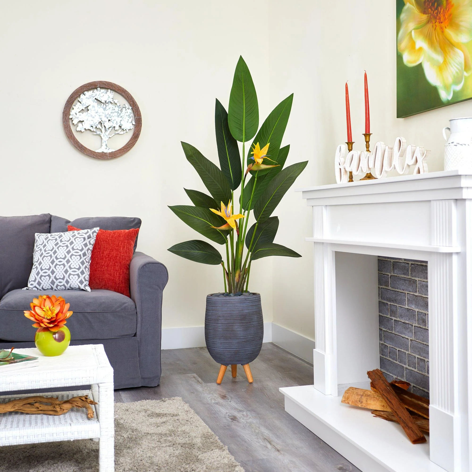 50” Bird of Paradise Artificial Plant in Gray Planter with Stand (Real Touch) - Image 4