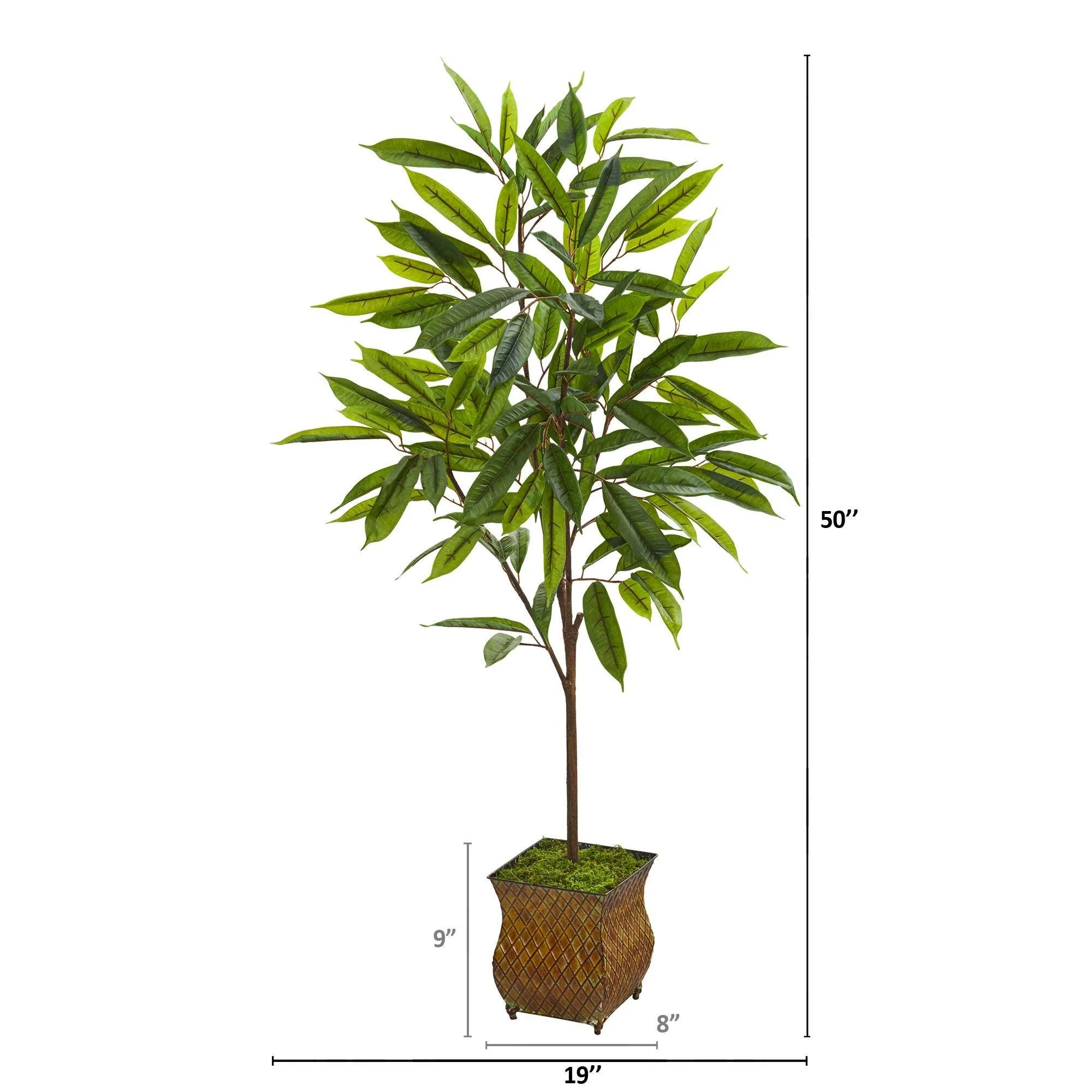 50” Ficus Artificial Plant in Decorative Metal Planter - Image 2