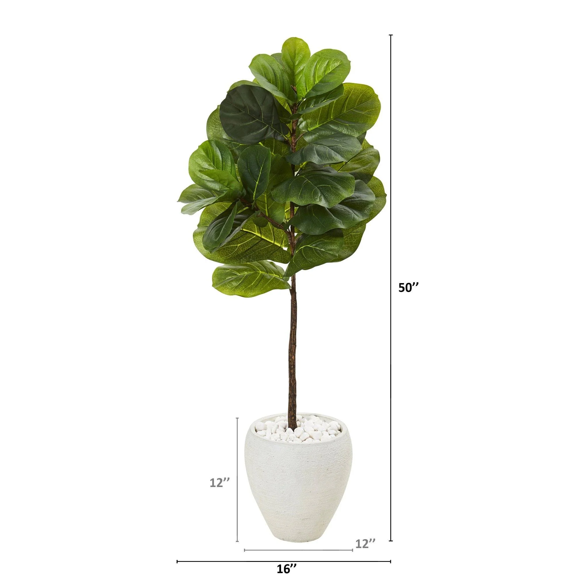 50” Fiddle Leaf Artificial Tree in White Planter (Real Touch) - Image 2