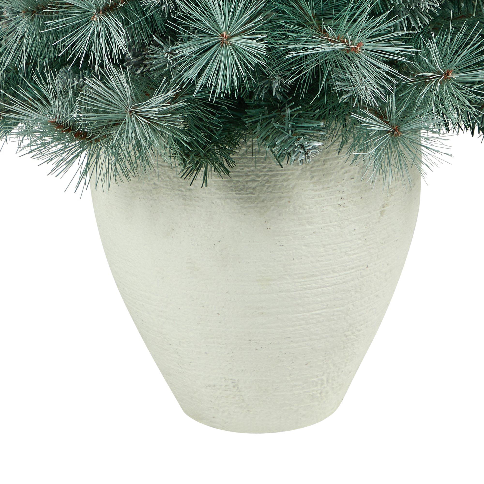 50” Frosted Tip British Columbia Mountain Pine Artificial Christmas Tree with 100 Clear Lights, Pine Cones and 228 Bendable Branches in White Planter - Image 6