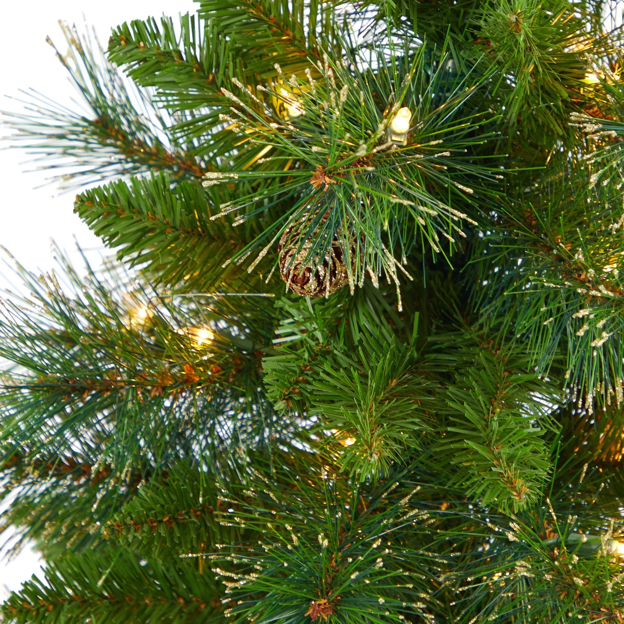 50” Golden Tip Washington Pine Artificial Christmas Tree with 100 Clear Lights, Pine Cones and 336 Bendable Branches in Black Metal Planter - Image 4