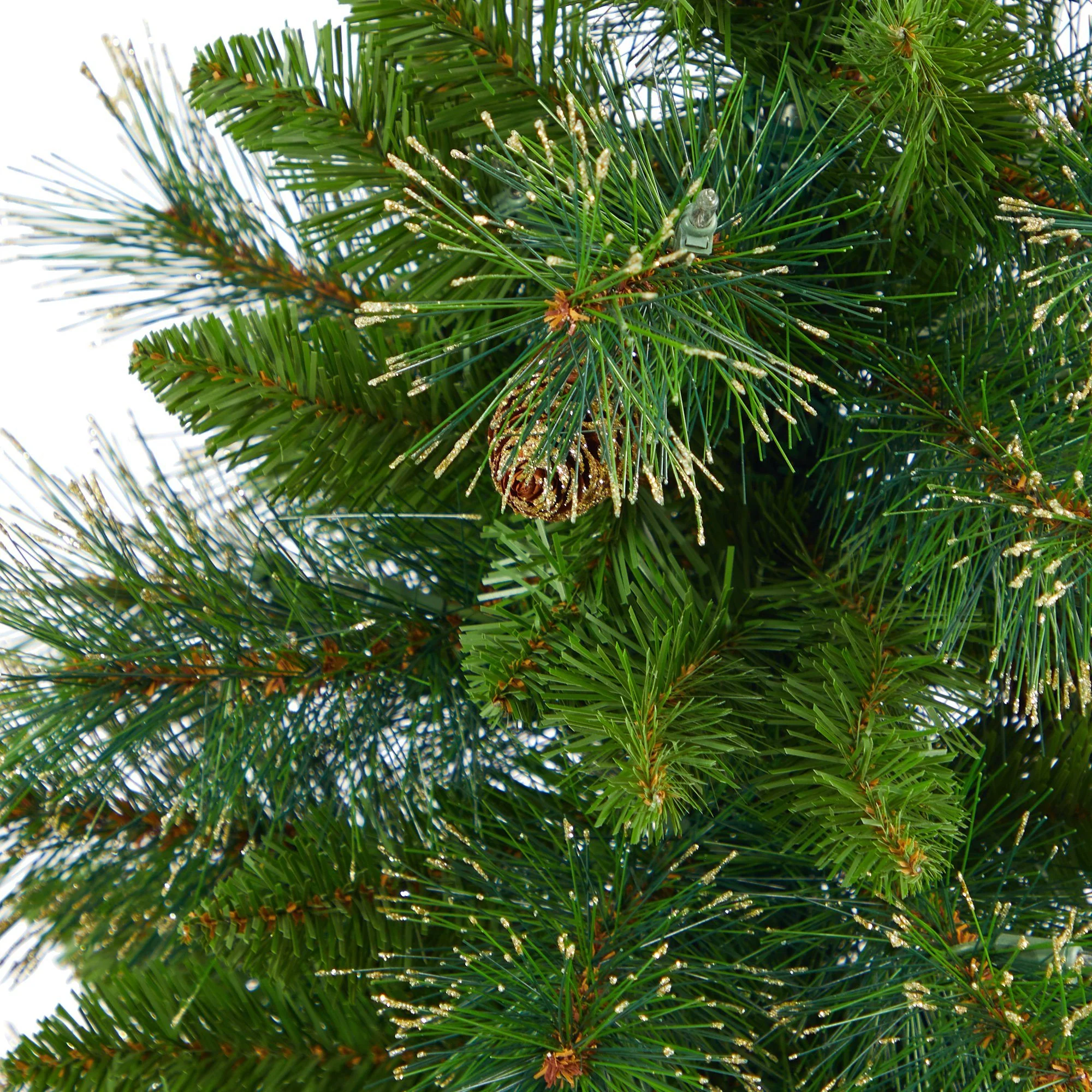 50” Golden Tip Washington Pine Artificial Christmas Tree with 100 Clear Lights, Pine Cones and 336 Bendable Branches in Black Metal Planter - Image 5