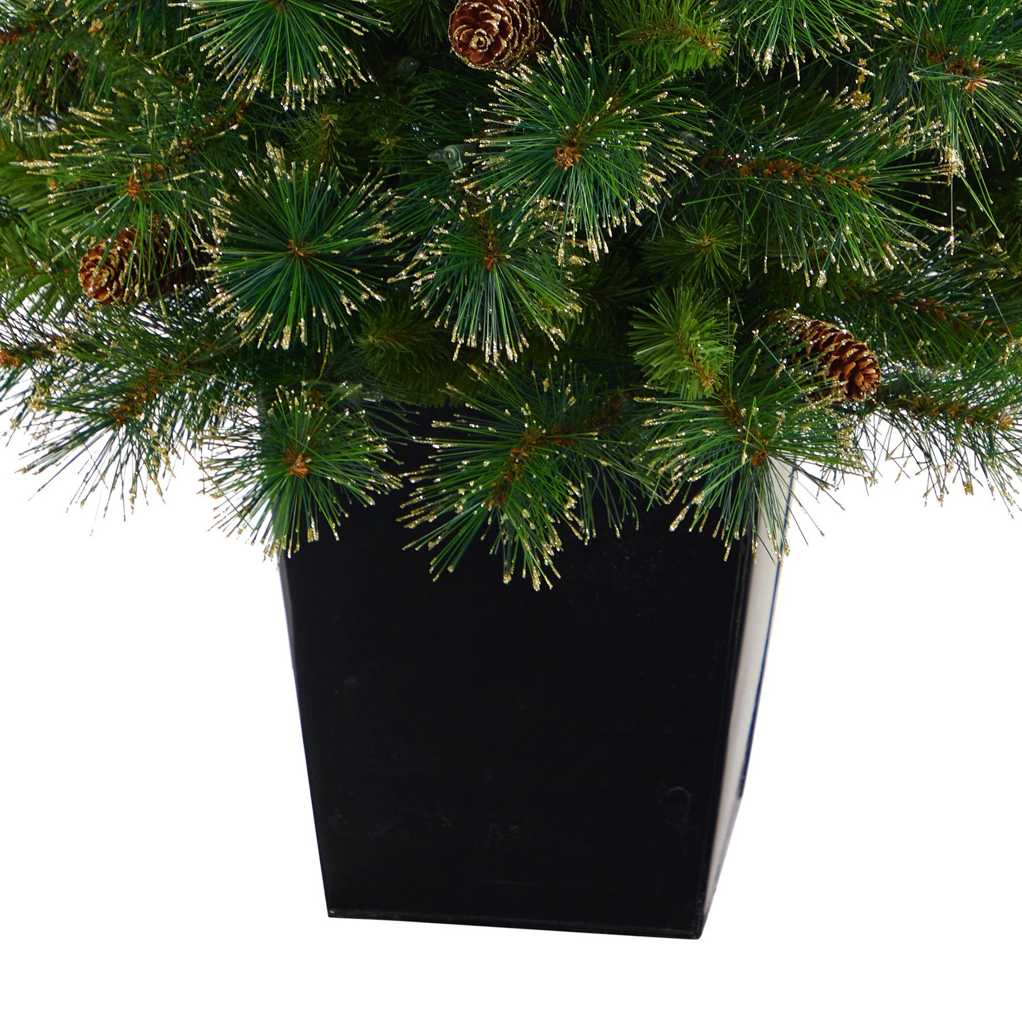50” Golden Tip Washington Pine Artificial Christmas Tree with 100 Clear Lights, Pine Cones and 336 Bendable Branches in Black Metal Planter - Image 6