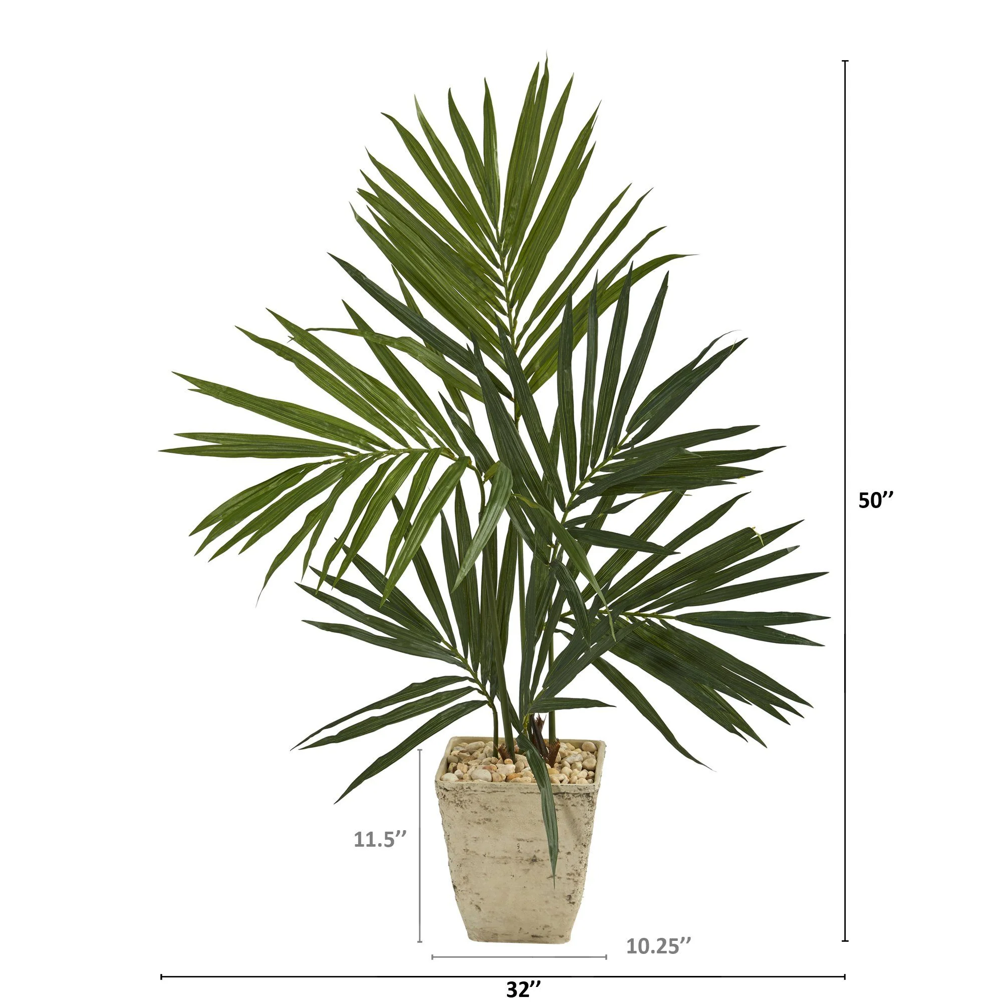 50” Kentia Artificial Palm Tree in Country White Planter - Image 2