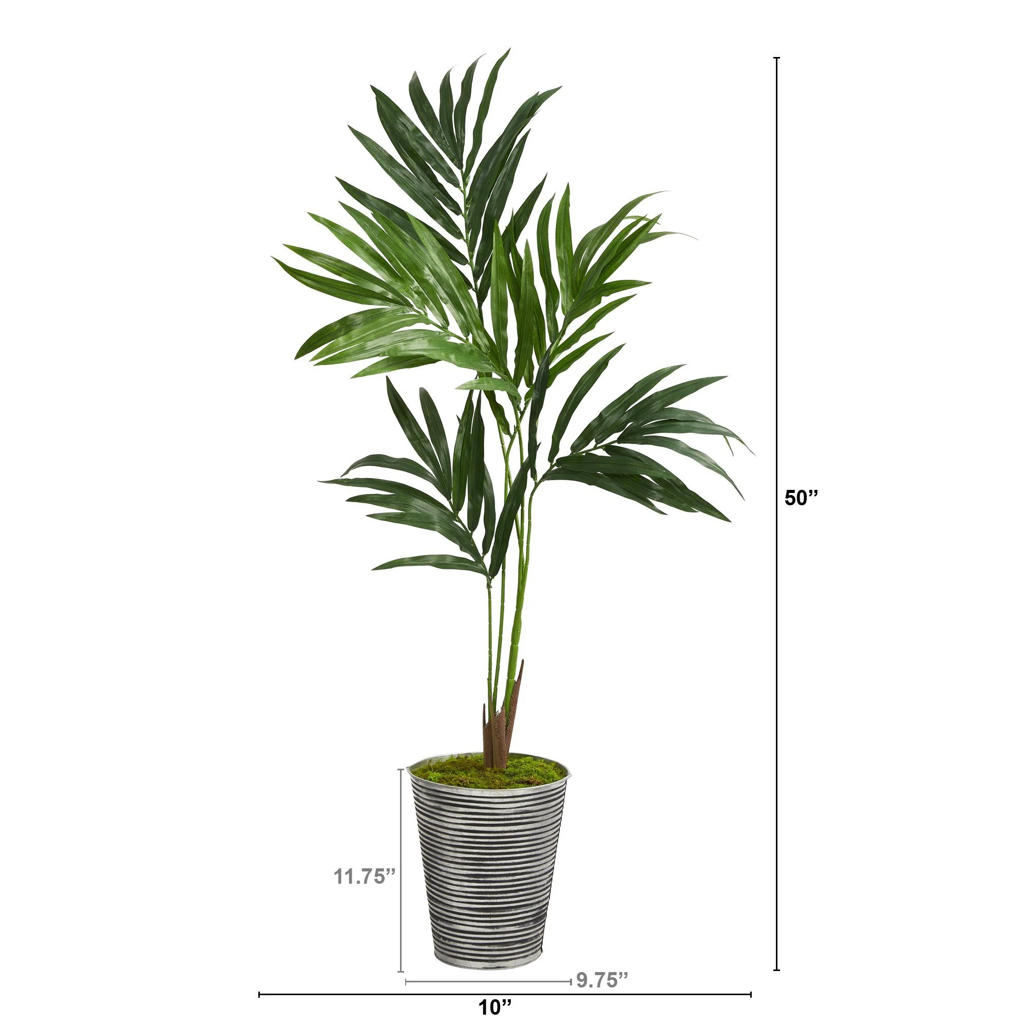 50” Kentia Artificial Palm Tree in Decorative Tin Planter - Image 3