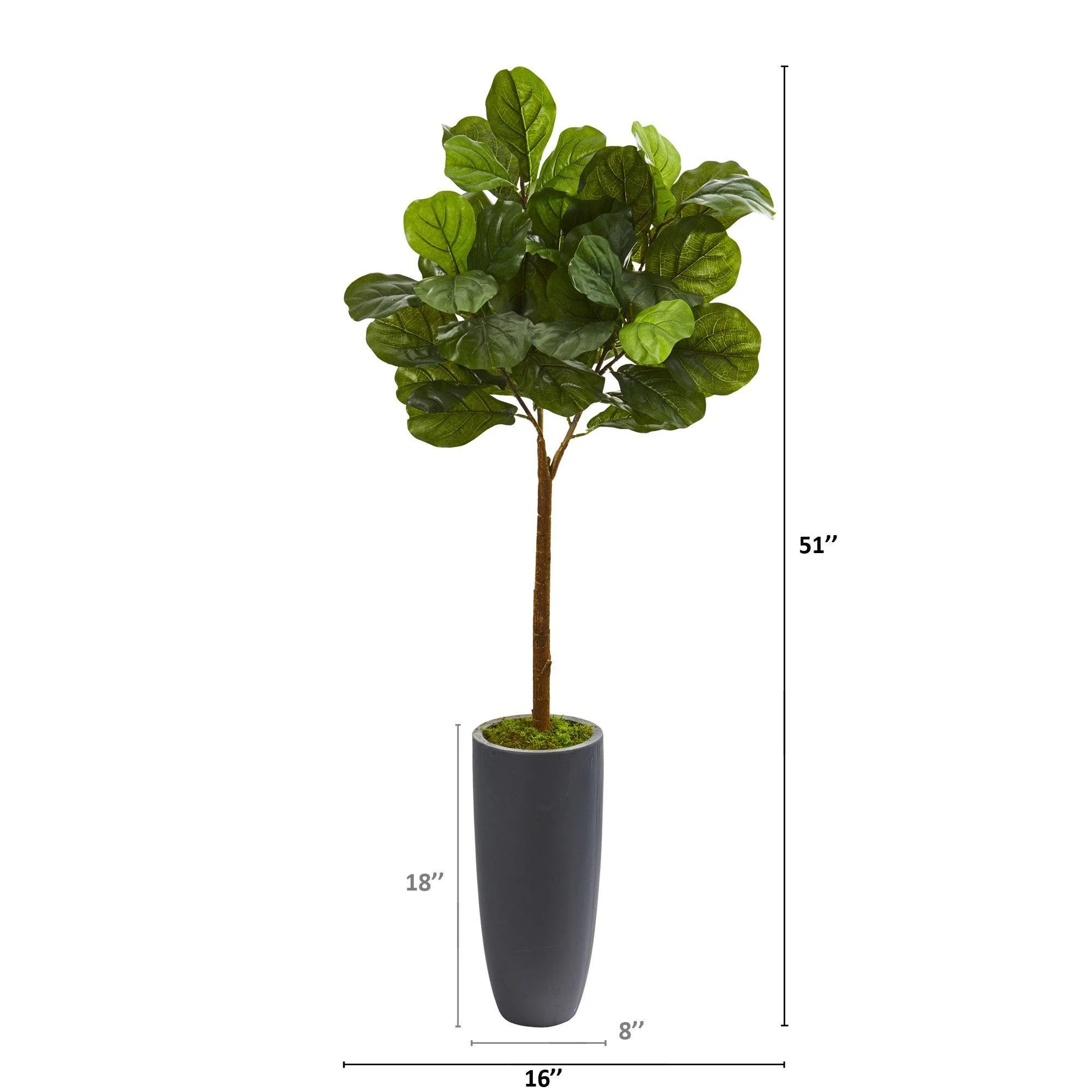 51” Fiddle Leaf Artificial Tree in Gray Planter (Real Touch) - Image 2