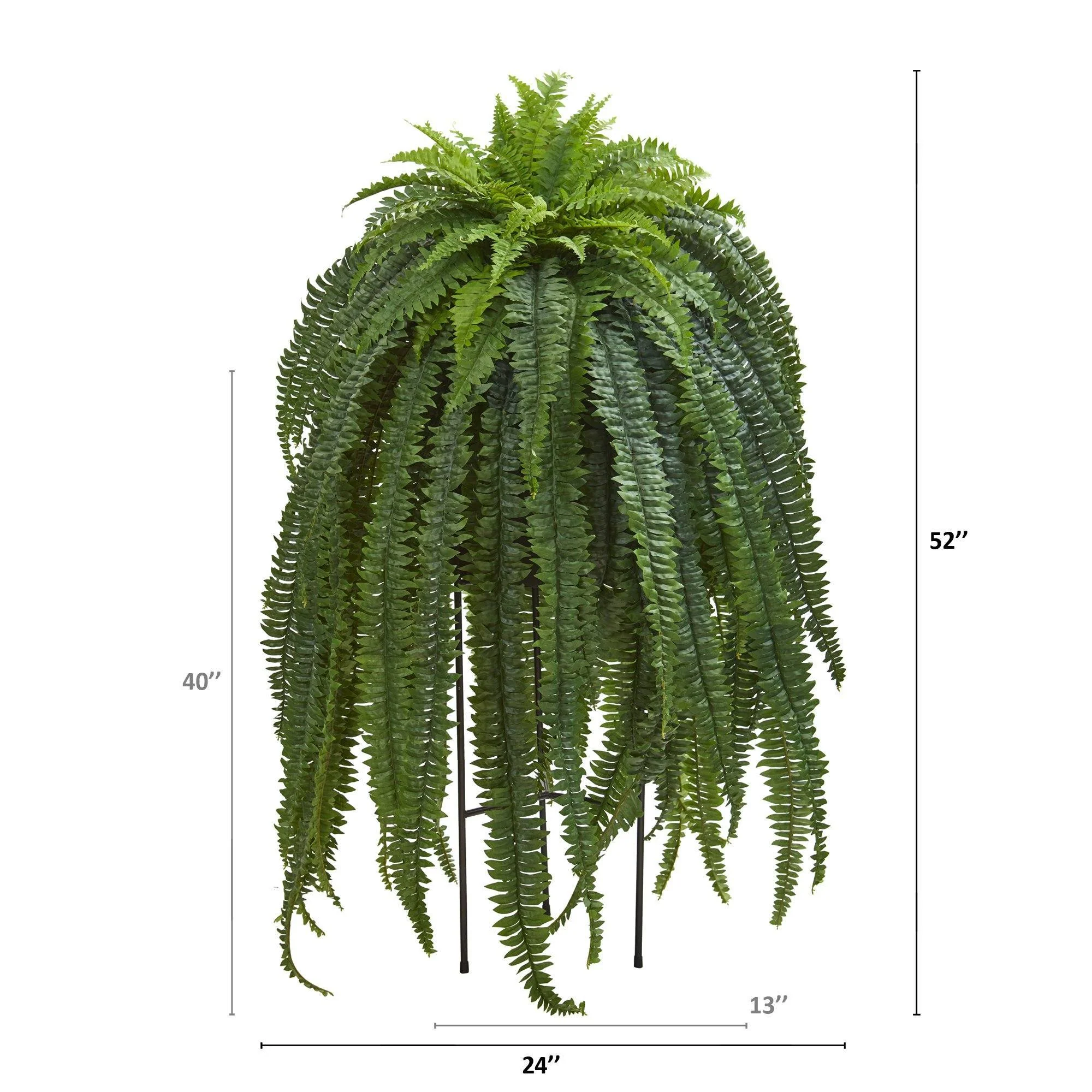 52” Boston Fern Artificial Plant in Black Stand Planter - Image 2