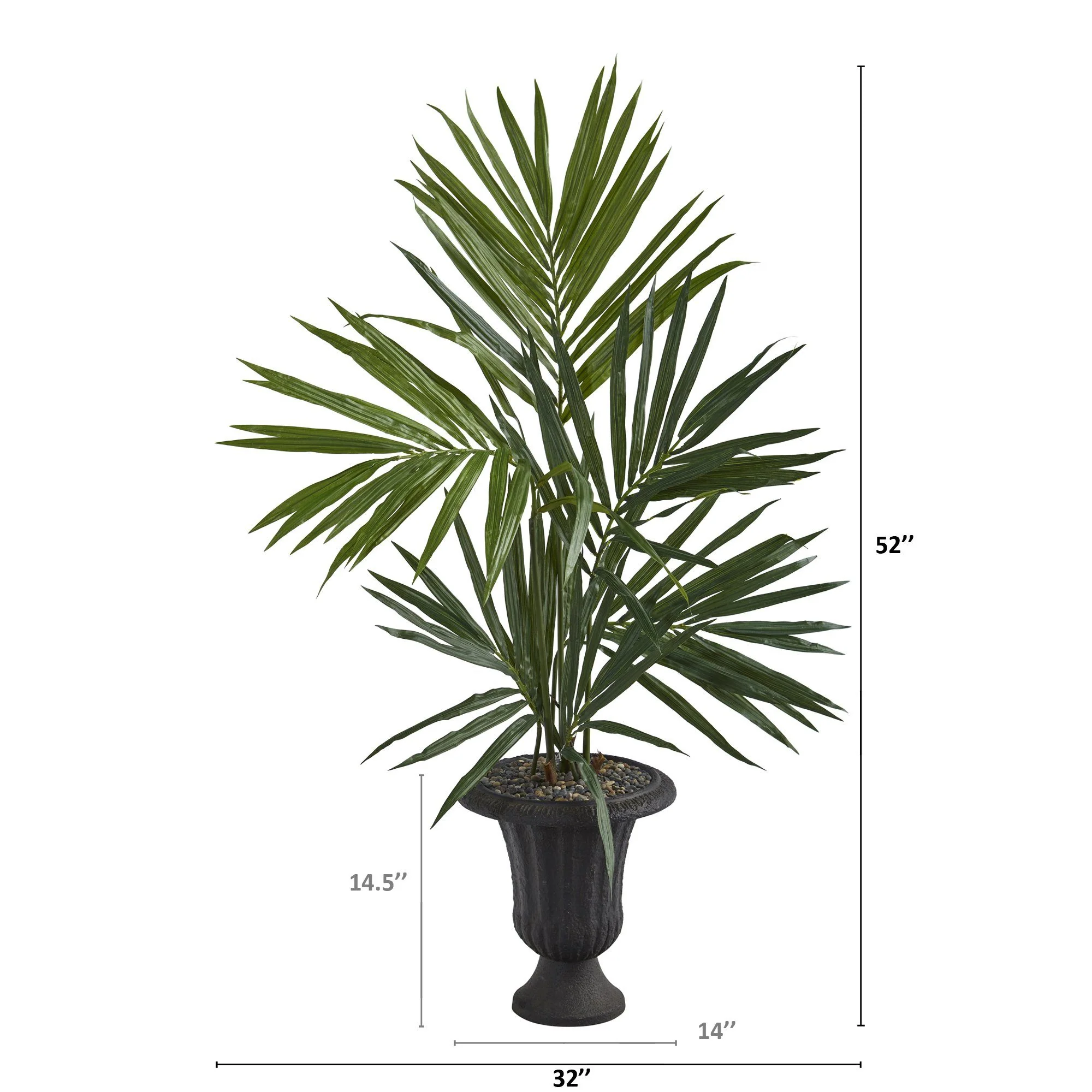 52” Kentia Artificial Palm Tree in Charcoal Urn - Image 2