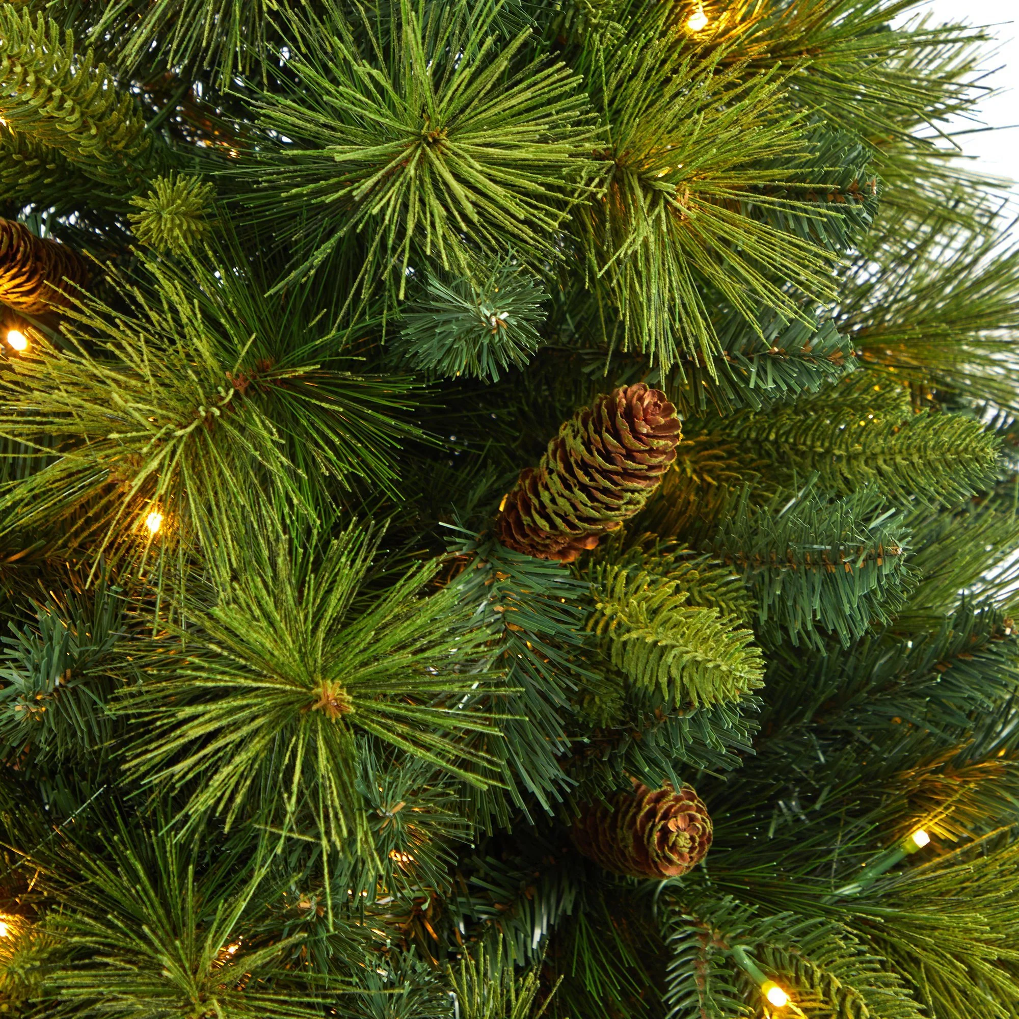 52” North Carolina Mixed Pine Artificial Christmas Tree with 130 Warm White LED Lights, 459 Bendable Branches and Pinecones in Decorative Planter - Image 4