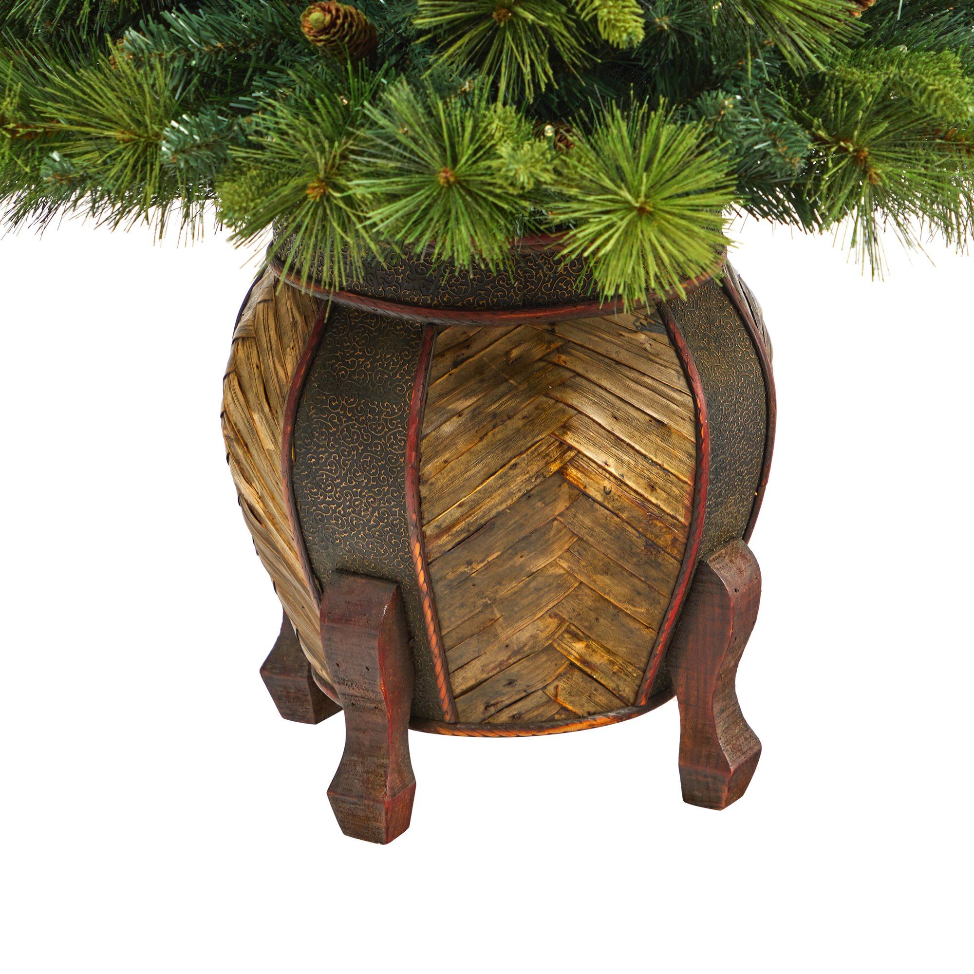 52” North Carolina Mixed Pine Artificial Christmas Tree with 130 Warm White LED Lights, 459 Bendable Branches and Pinecones in Decorative Planter - Image 6