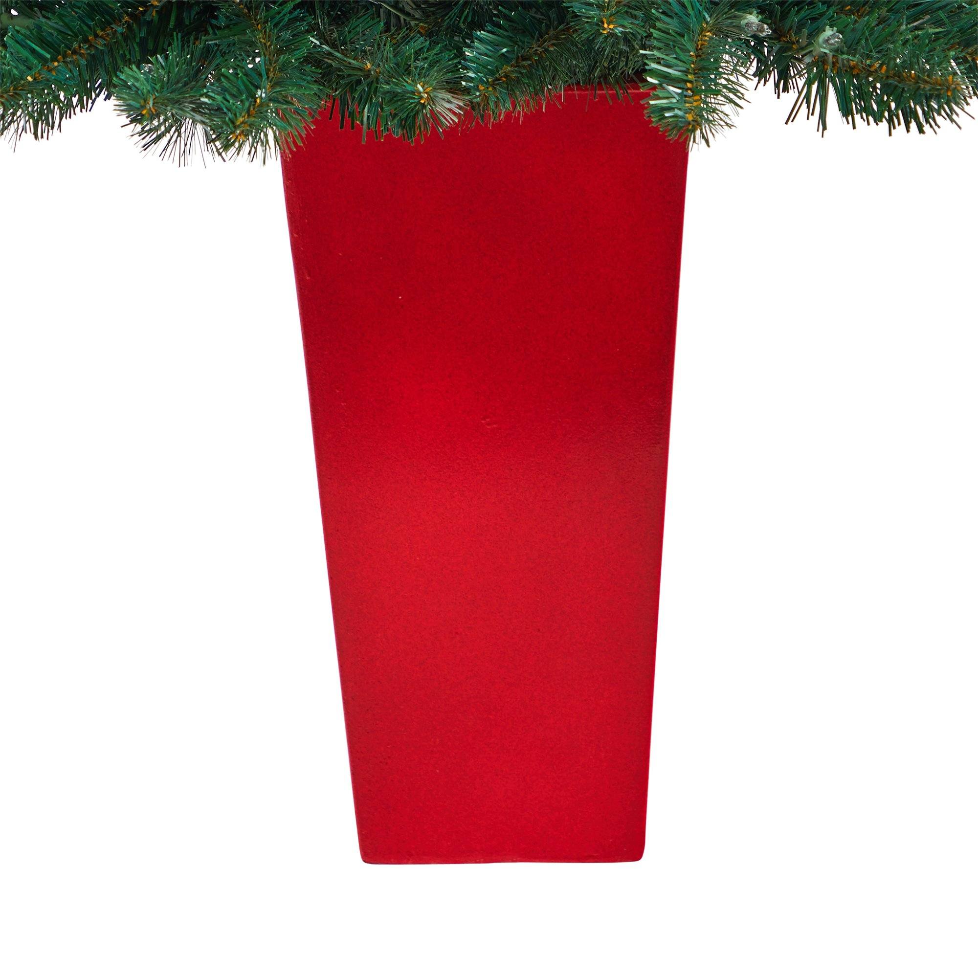 52” Northern Rocky Spruce Artificial Christmas Tree with 100 Clear Lights and 322 Bendable Branches in Tower Planter - Image 4