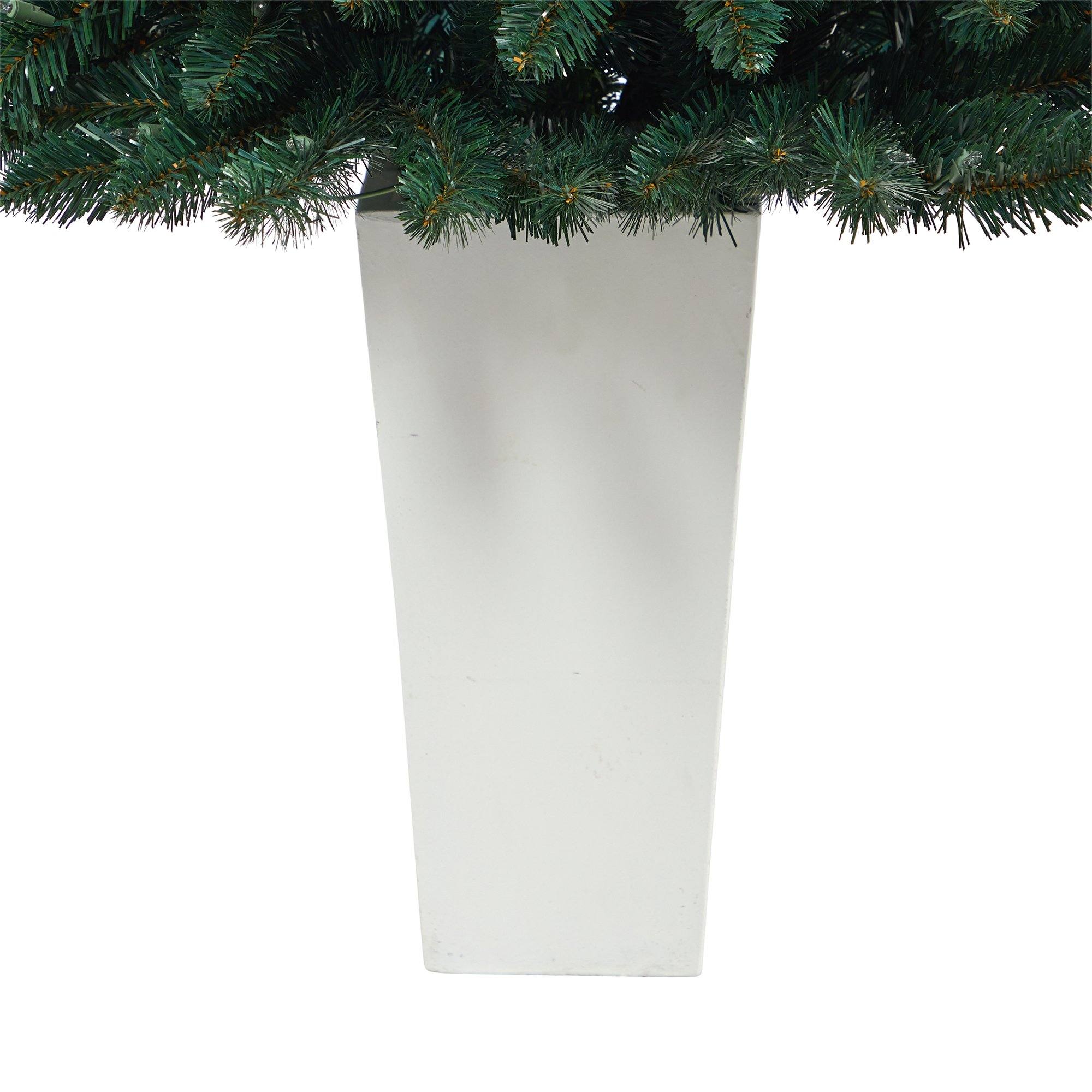 52” Northern Rocky Spruce Artificial Christmas Tree with 100 Clear Lights and 322 Bendable Branches in Tower Planter - Image 7