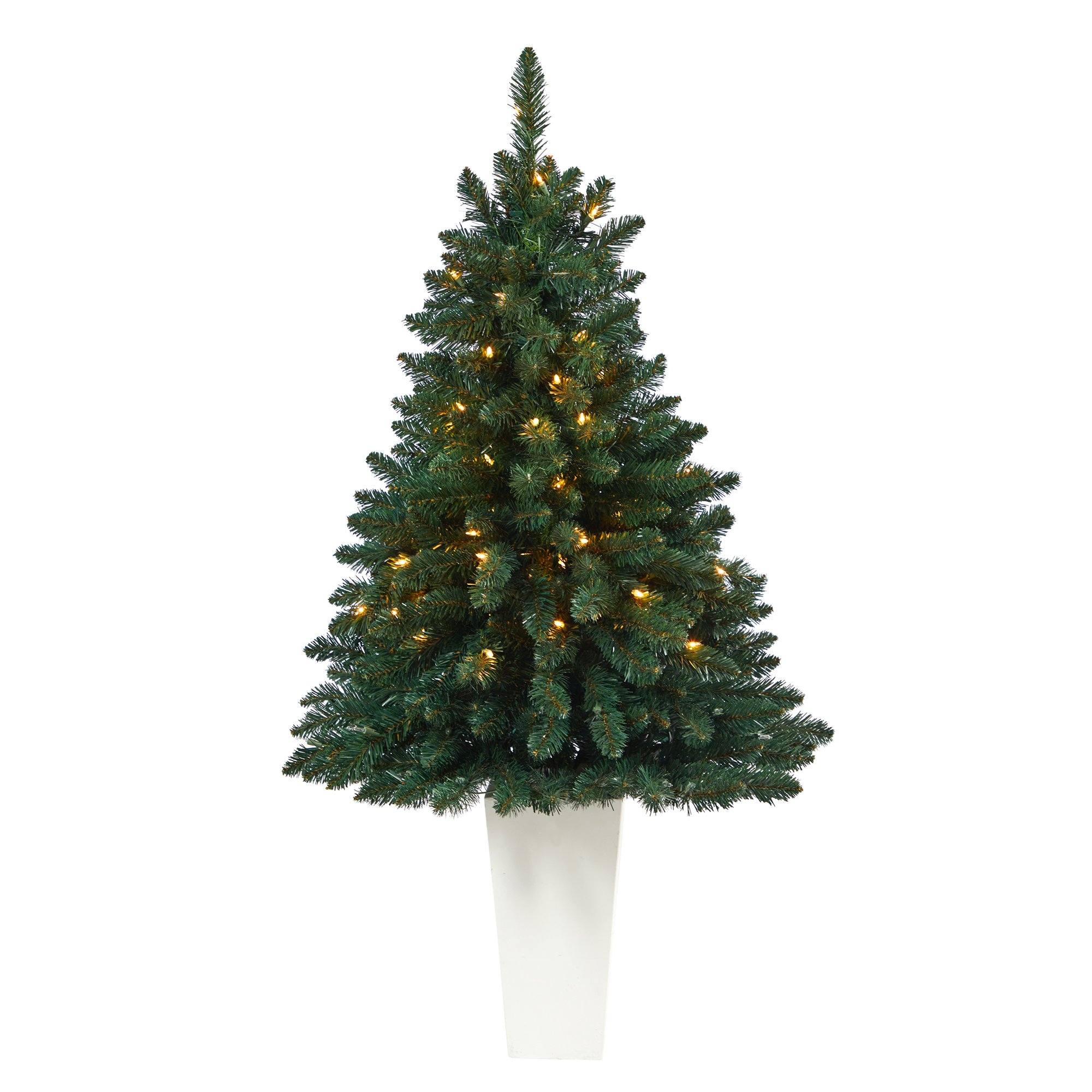 52” Northern Rocky Spruce Artificial Christmas Tree with 100 Clear Lights and 322 Bendable Branches in Tower Planter - Image 8