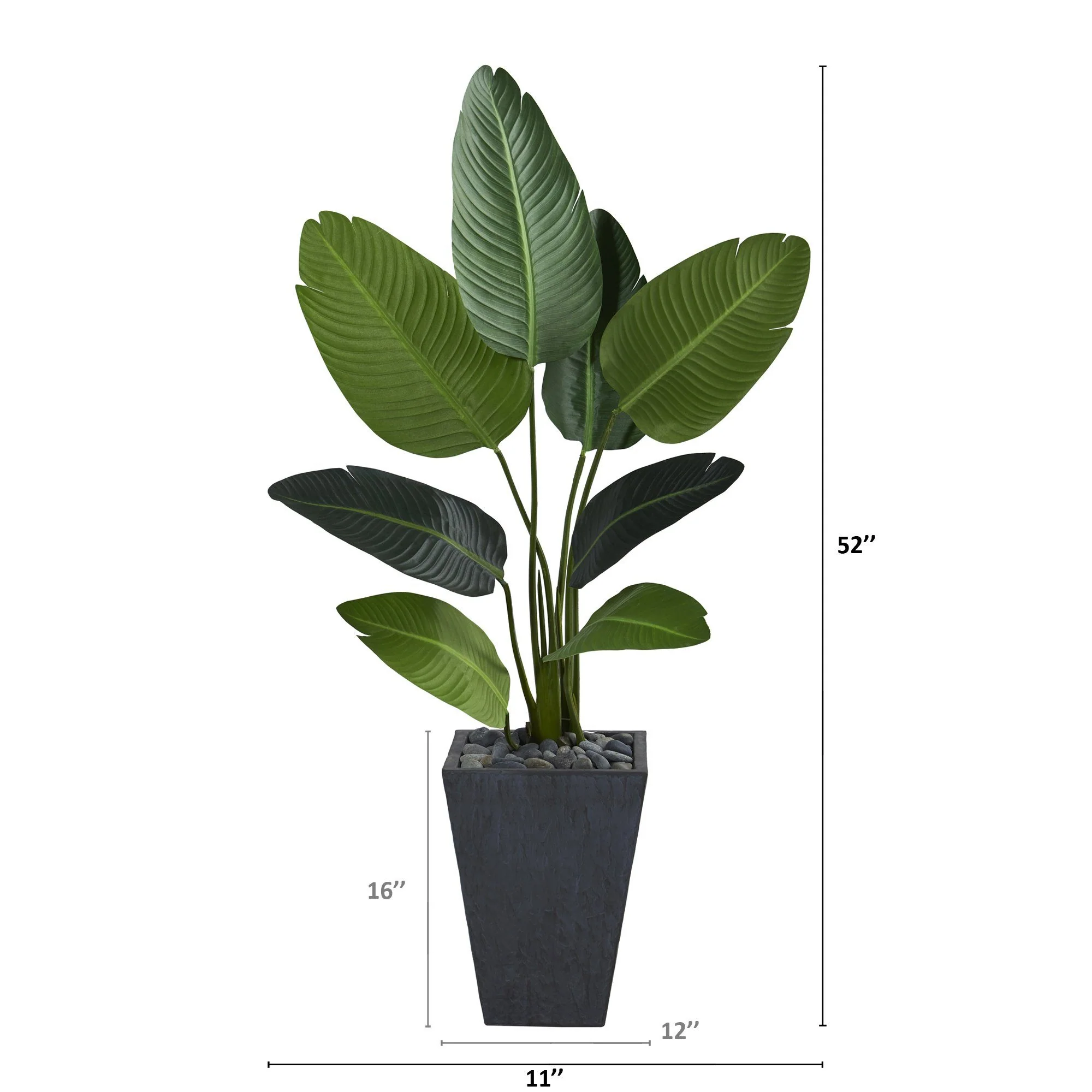 52” Travelers Palm Artificial Tree in Slate Planter - Image 2