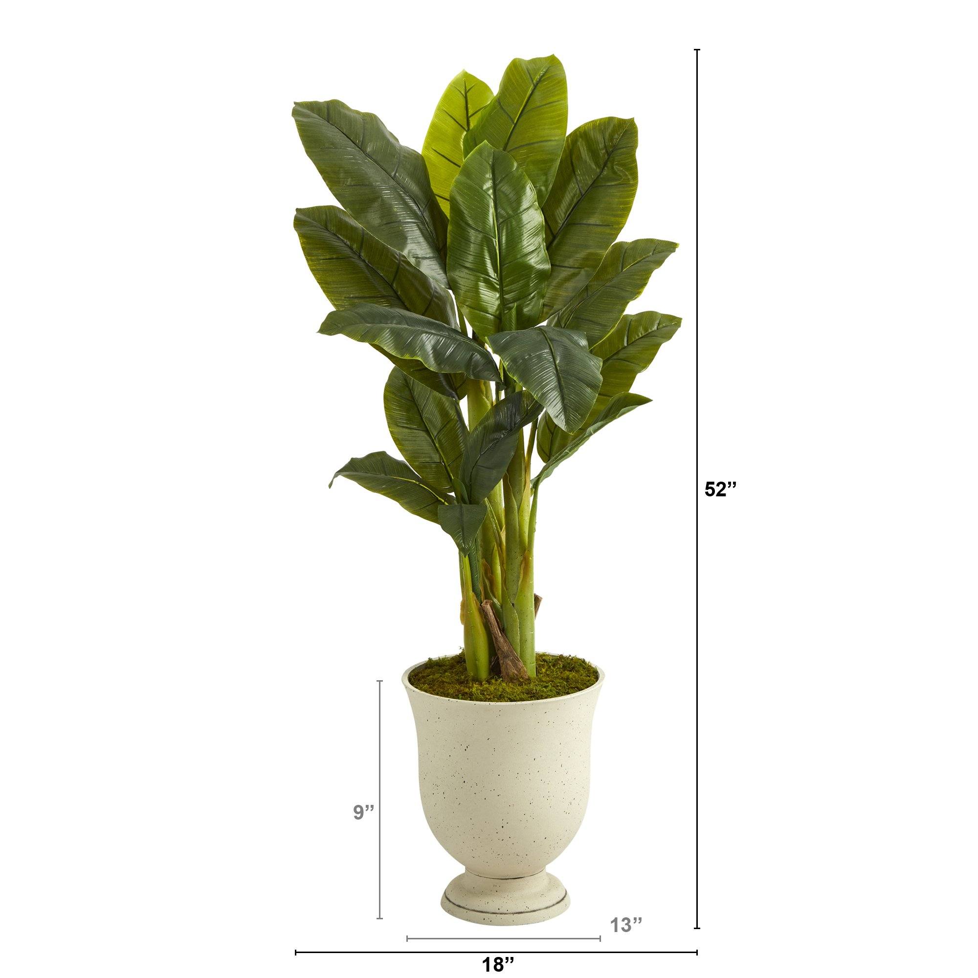52” Triple Stalk Banana Artificial Tree in Decorative Urn (Real Touch) - Image 2