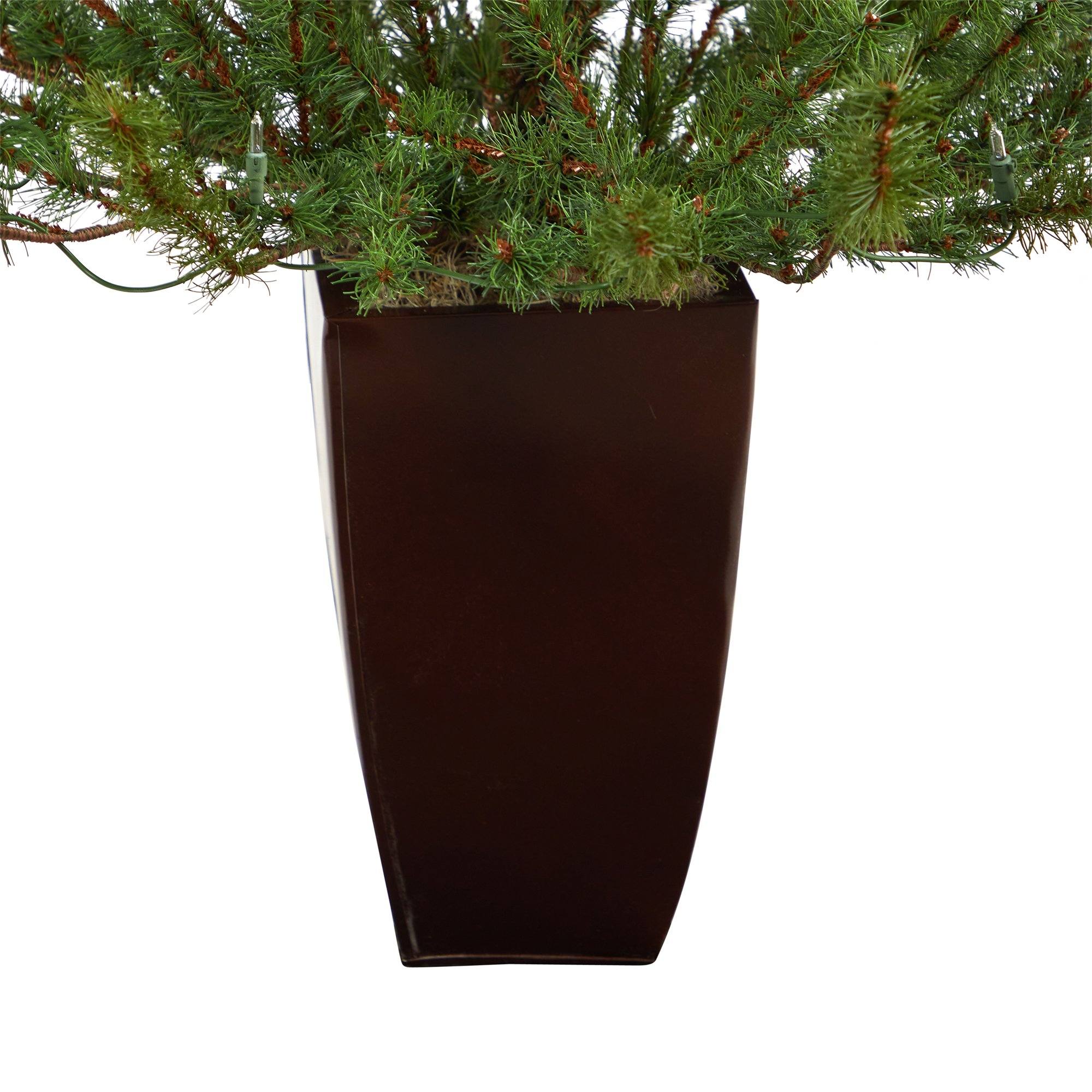 52” Vancouver Mountain Pine Artificial Christmas Tree with 100 Clear Lights and 374 Bendable Branches in Bronze Metal Planter - Image 6