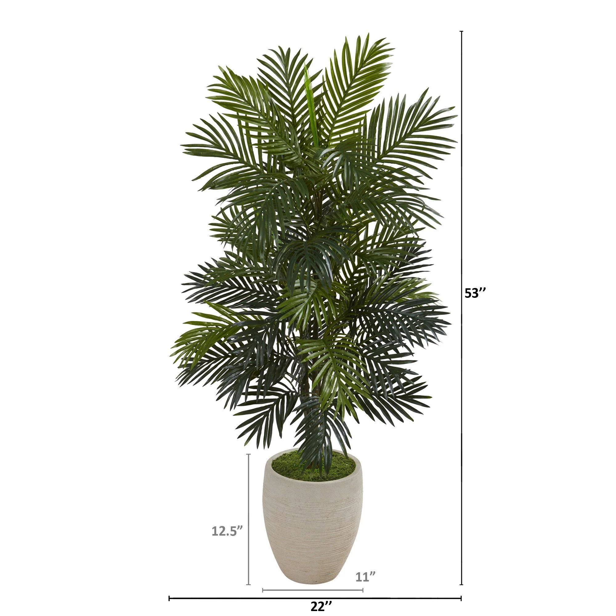 53” Areca Palm Artificial Plant in Sand Colored Planter - Image 2
