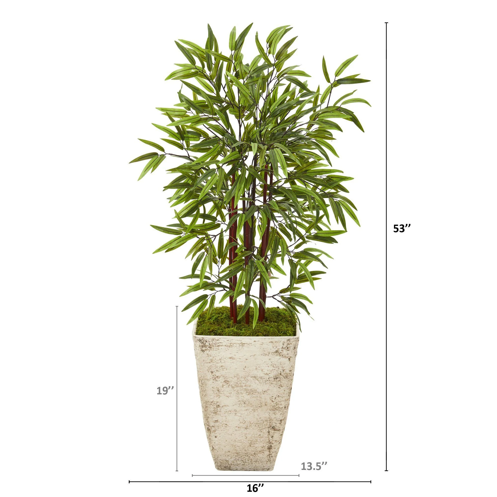 53” Bamboo Artificial Tree in Country White Planter - Image 2