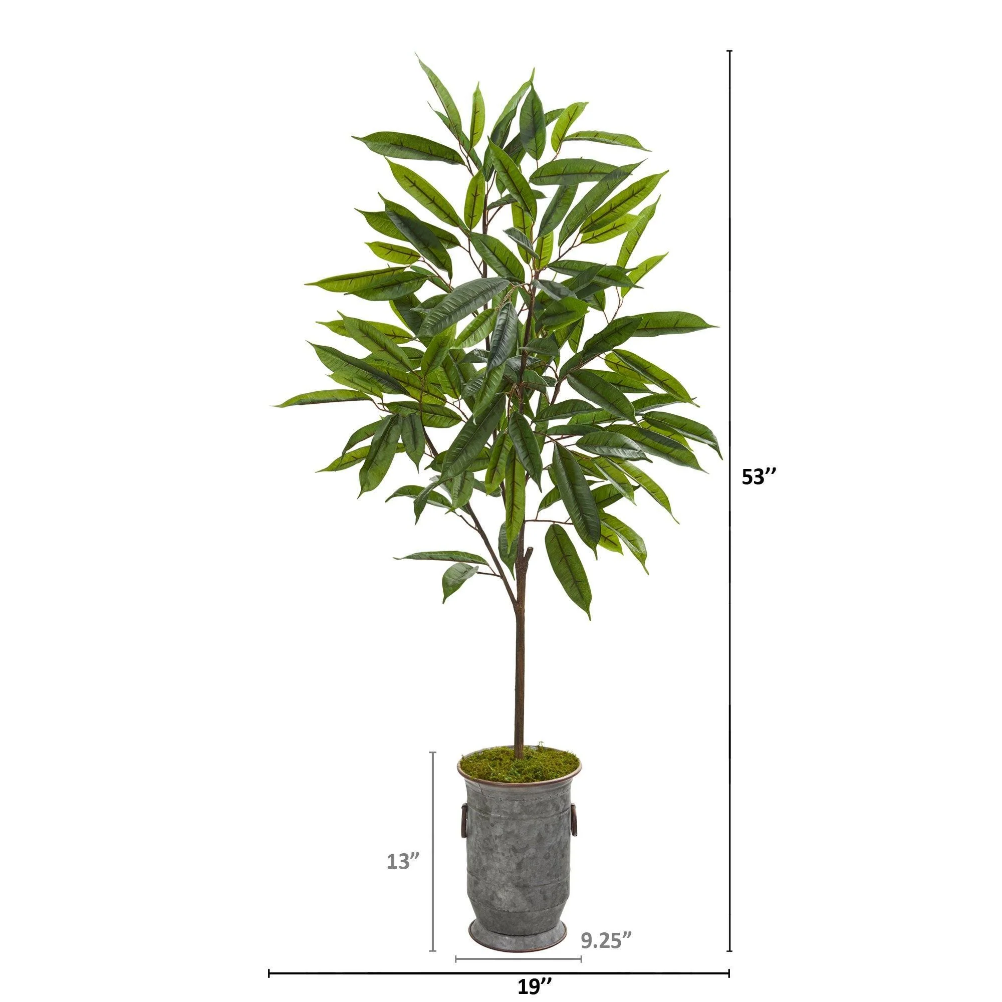 53” Ficus Artificial Plant in Vintage Metal Planter - Image 2