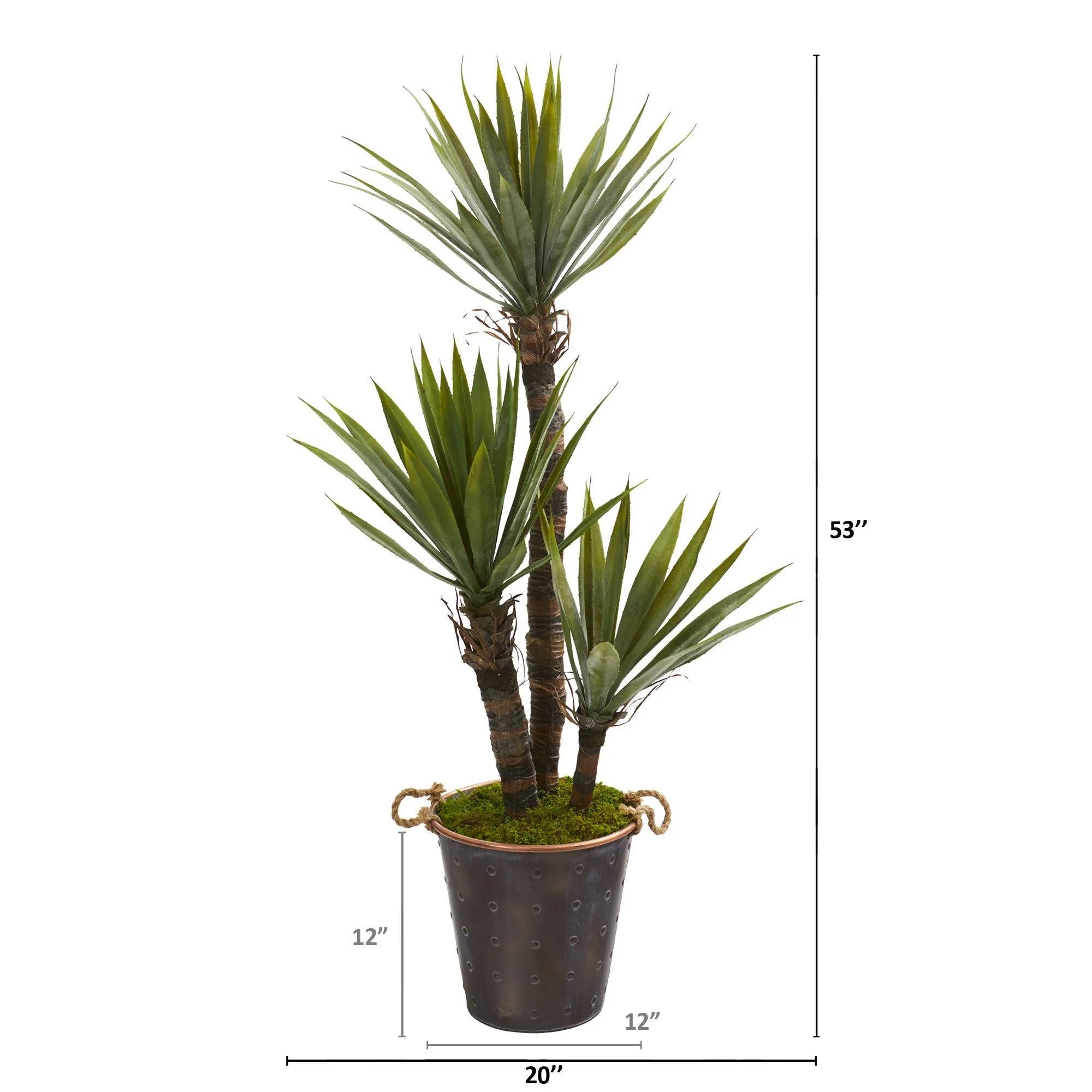 53” Yucca Artificial Tree in Decorative Metal Pail with Rope - Image 2