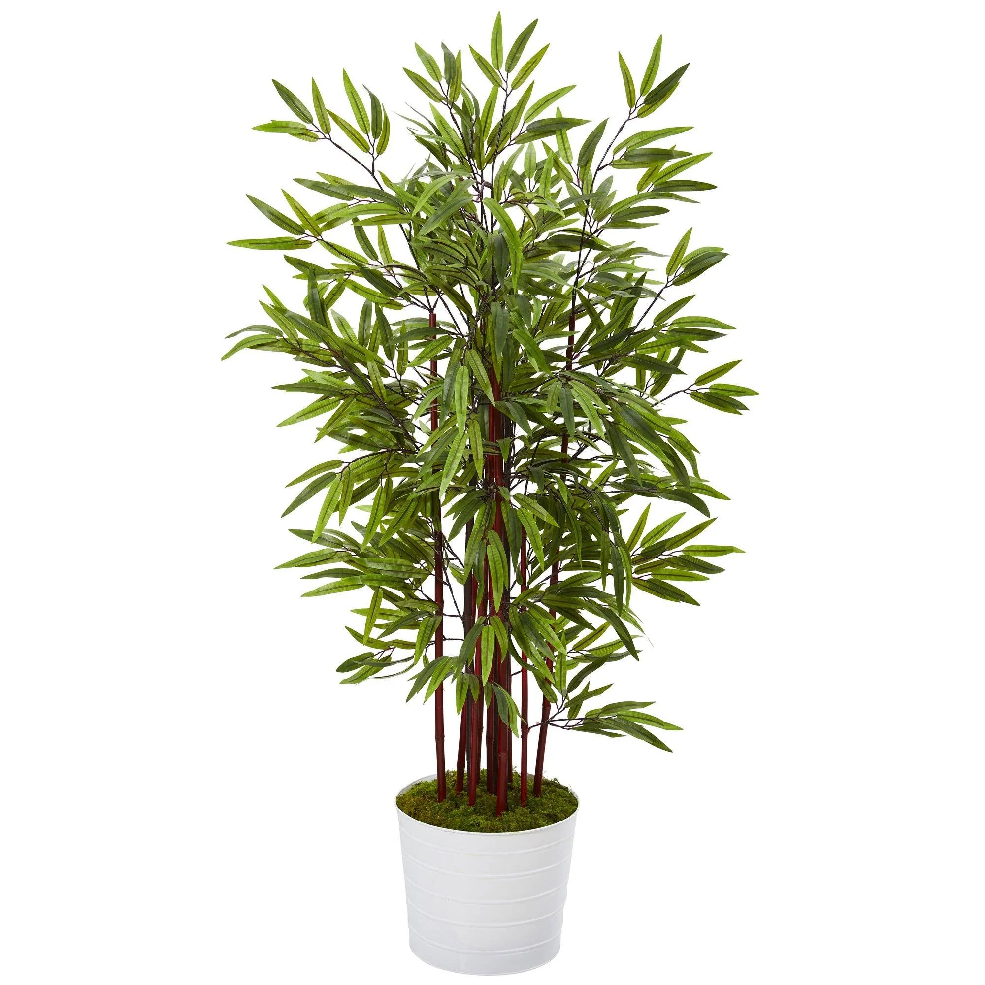54” Bamboo Artificial Tree in White Tin Planter