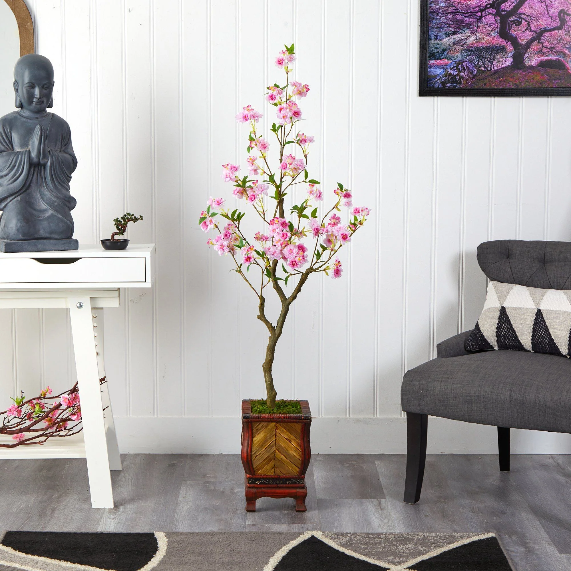 56” Cherry Blossom Artificial Tree in Decorative Planter - Image 3