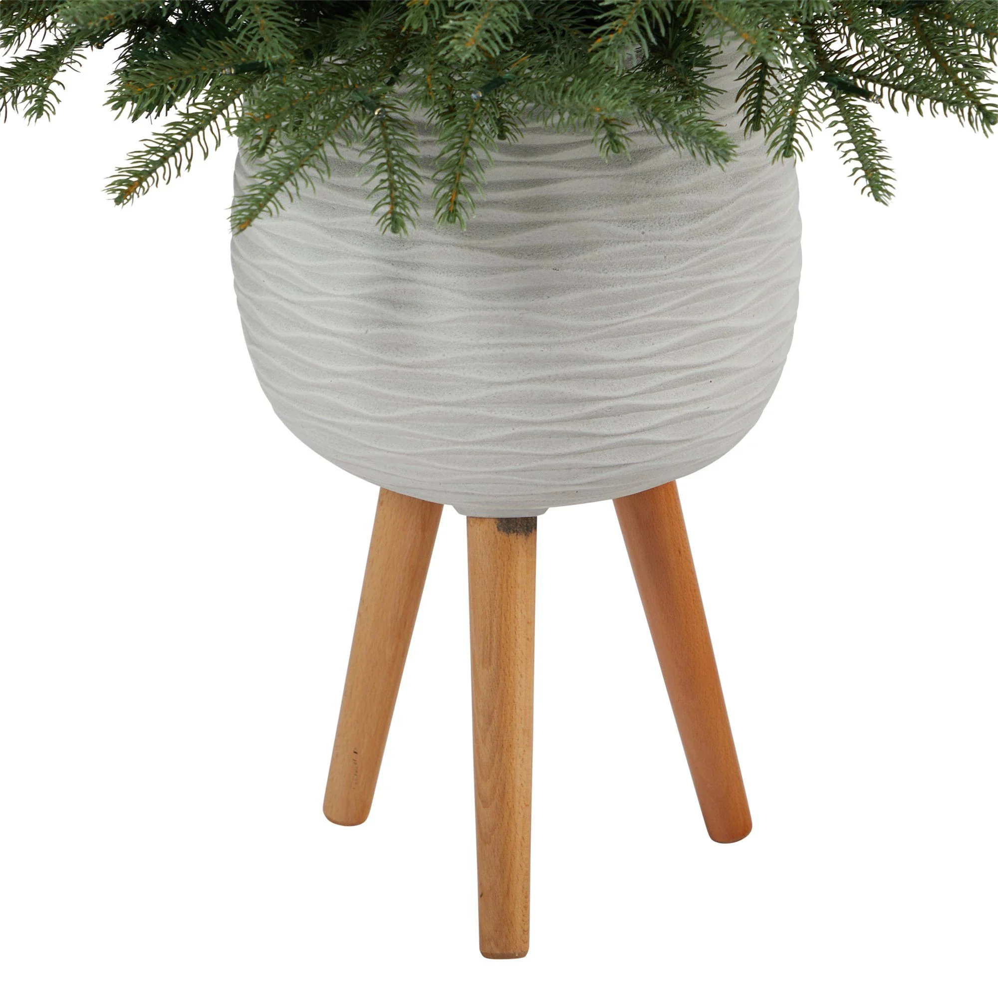 56” Vancouver Fir “Natural Look” Artificial Christmas Tree with 250 Clear LED Lights and 814 Bendable Branches in White Planter with Stand - Image 6