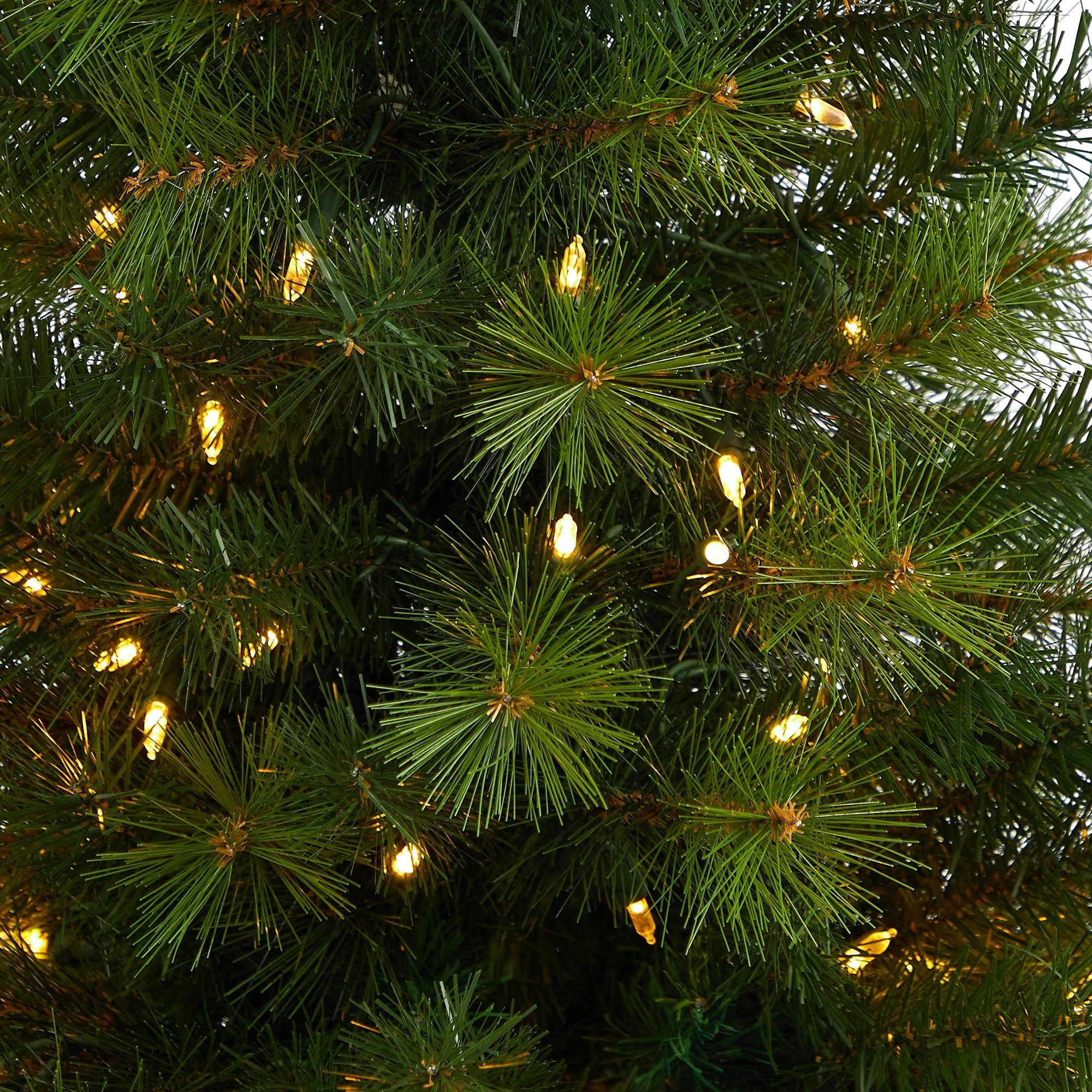 57” Green Valley Pine Artificial Christmas Tree with 100 Warm White LED Lights and 201 Bendable Branches in Tall White Planter - Image 4