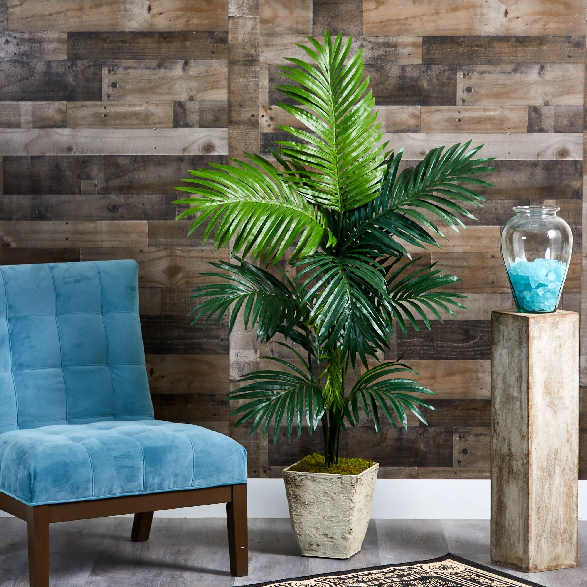 57” Kentia Artificial Palm Tree in Country White Planter - Image 3