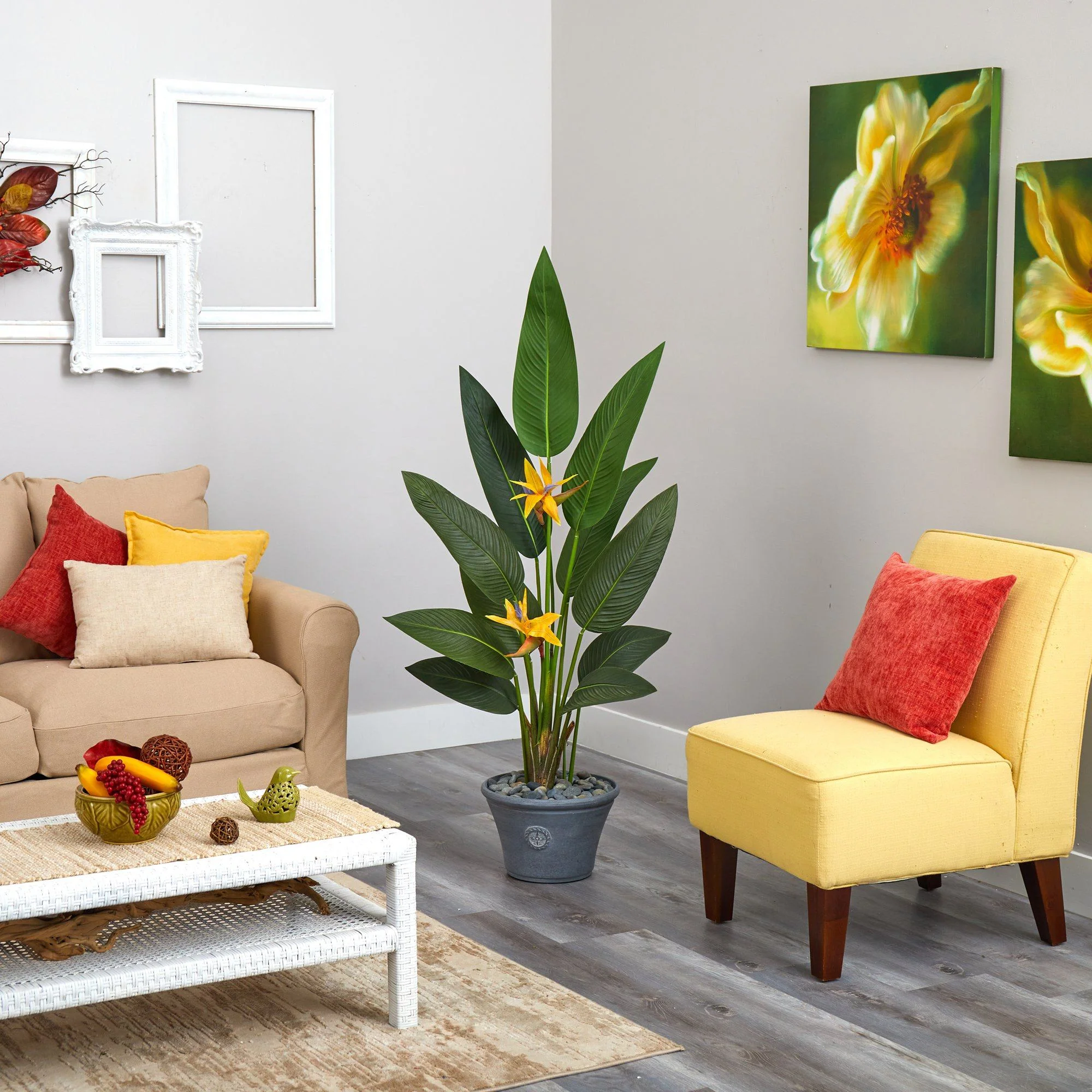 58” Bird of Paradise Artificial Plant in Gray Planter (Real Touch) - Image 2