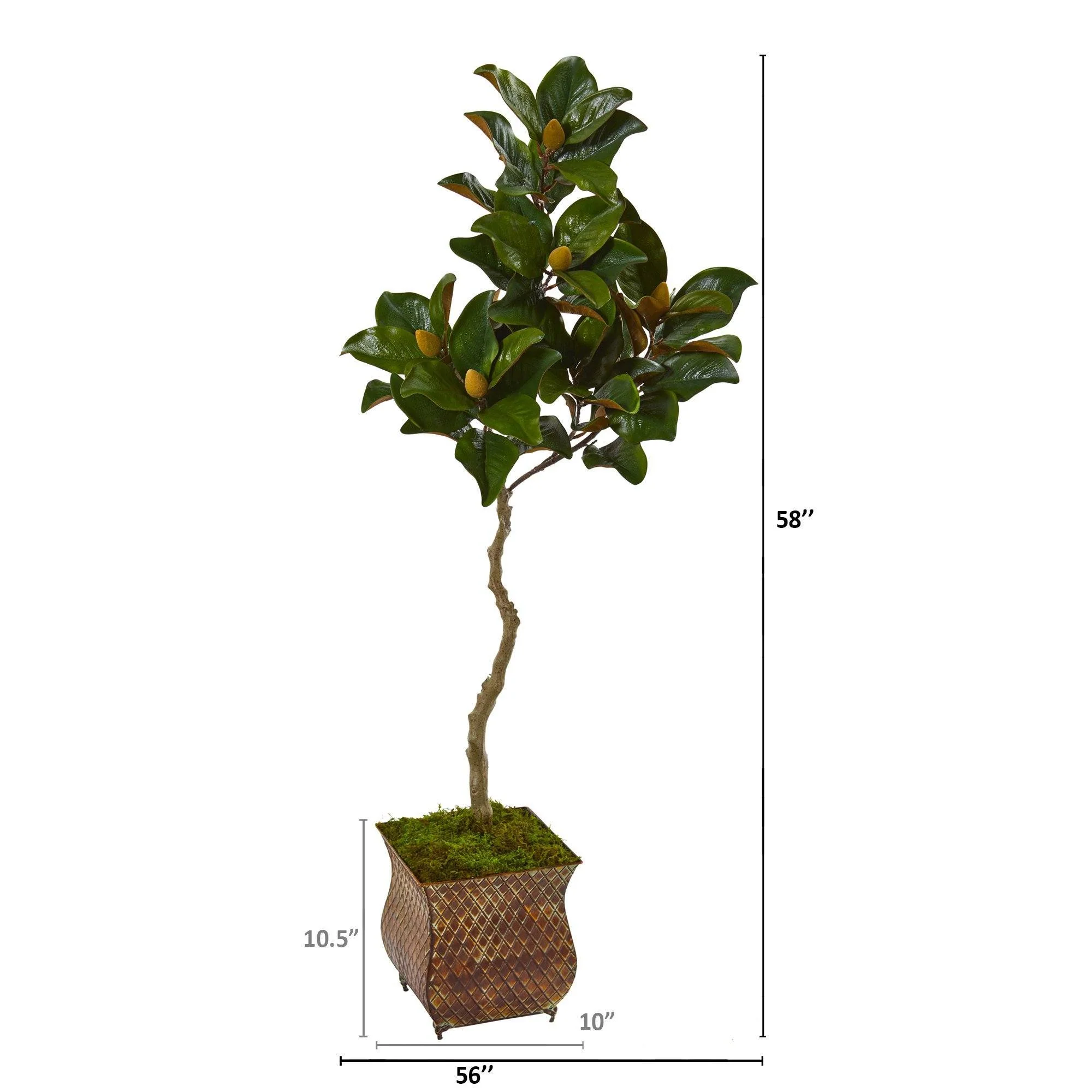 58” Magnolia Artificial Tree in Metal Planter - Image 2