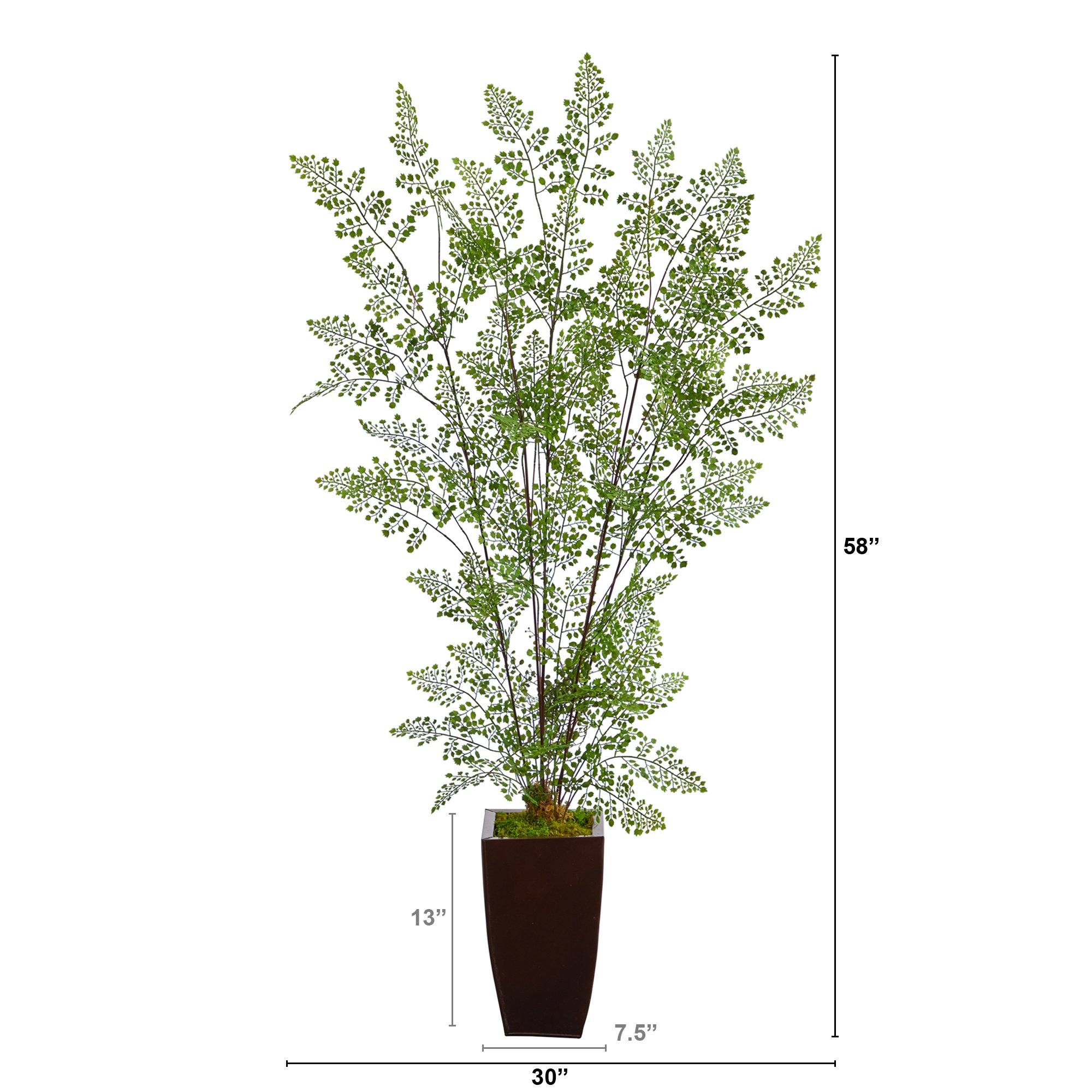 58” Ruffle Fern Artificial Tree in Bronze Metal Planter - Image 2