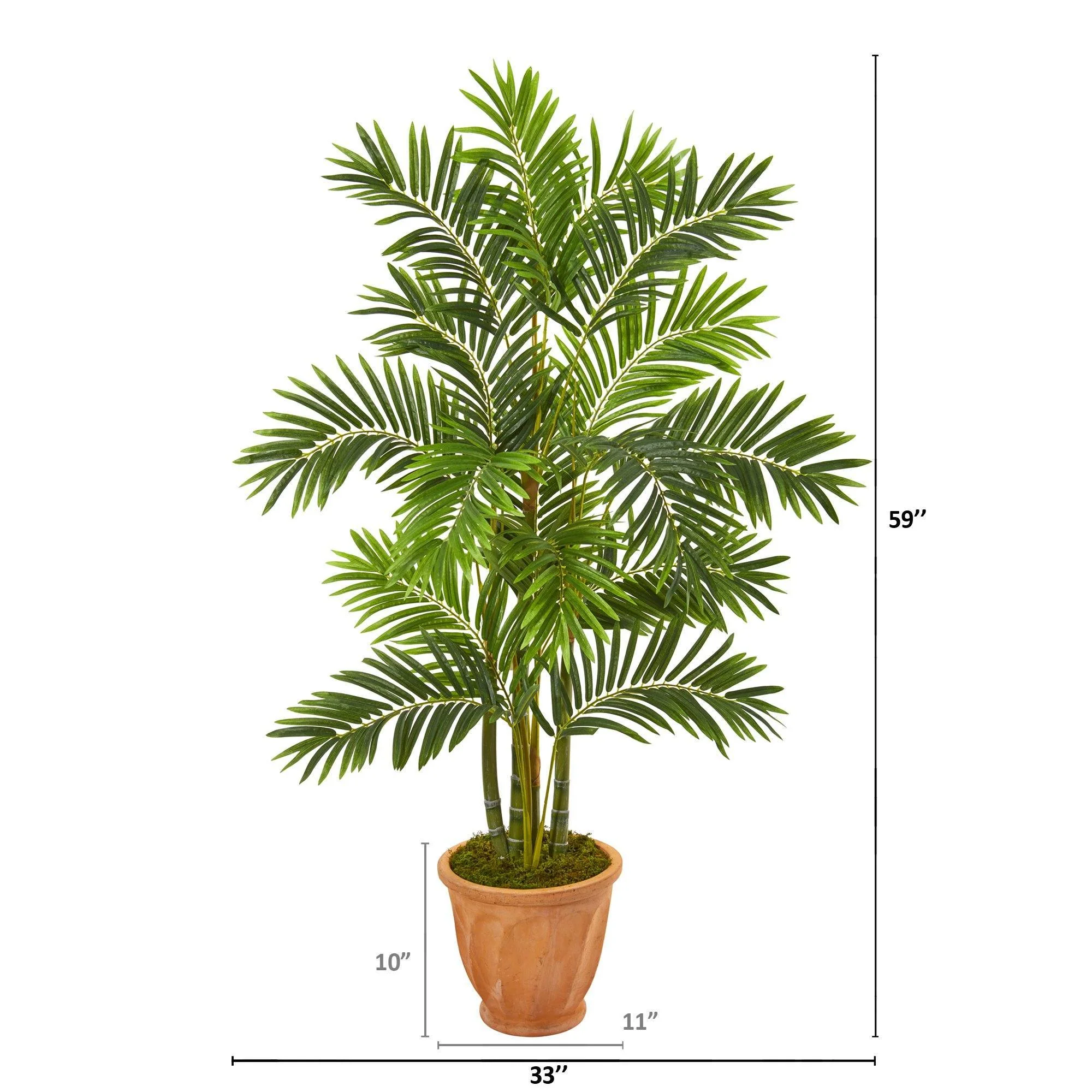 59” Areca Palm Artificial Tree in Terracotta Planter - Image 2
