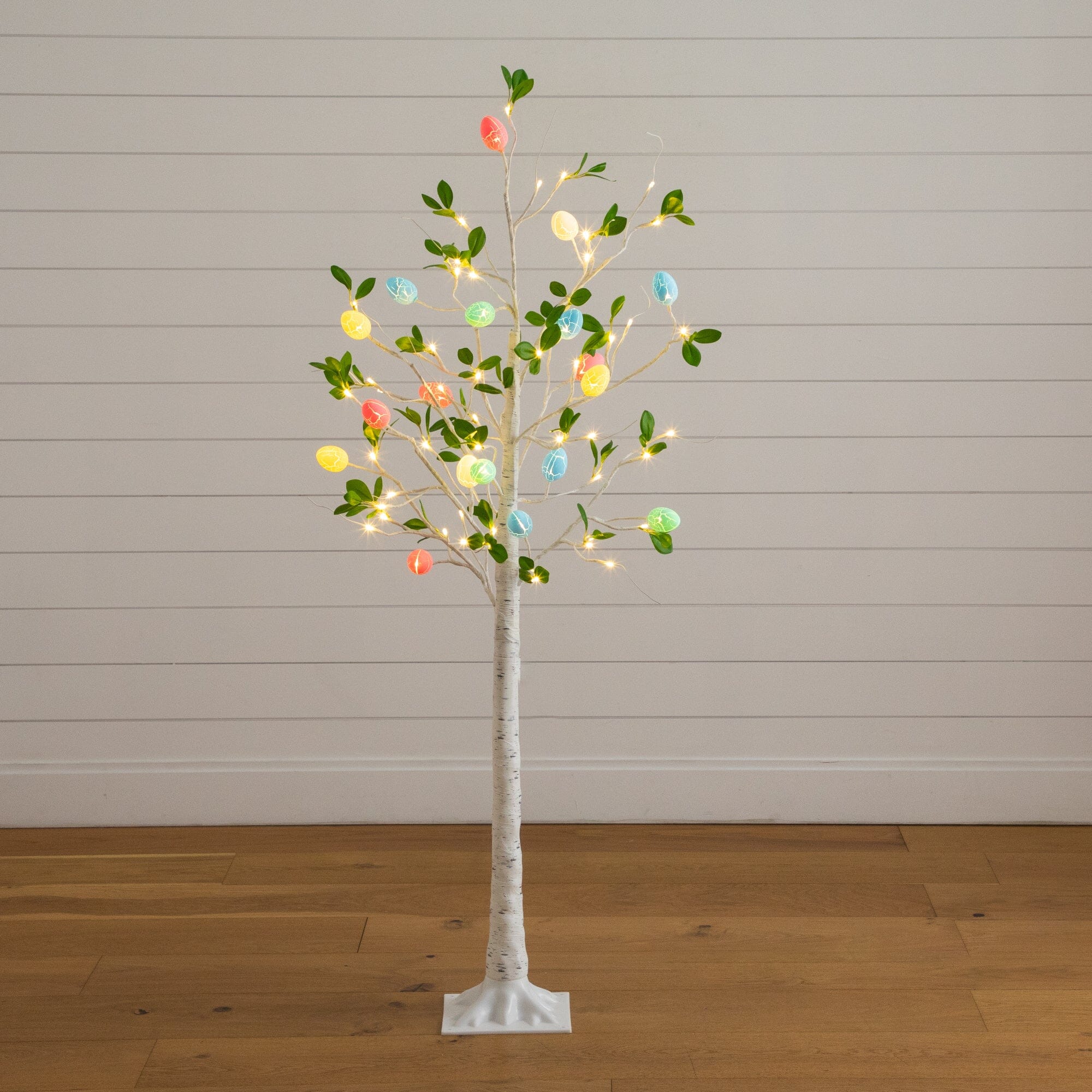 5' Pre-Lit Artificial Blooming Easter Egg Twig Tree with 18 Warm White LED Lights - Image 3