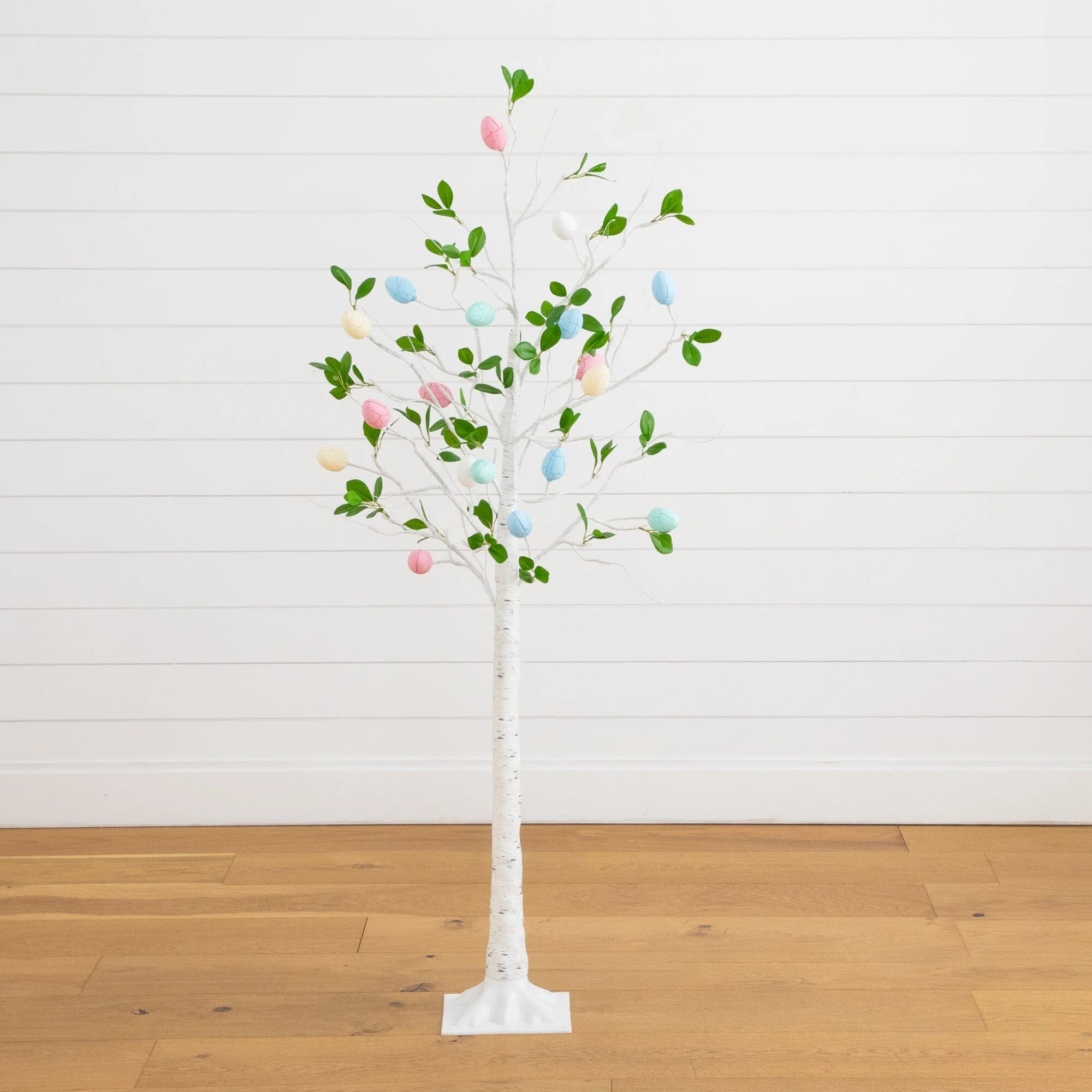 5' Pre-Lit Artificial Blooming Easter Egg Twig Tree with 18 Warm White LED Lights - Image 5