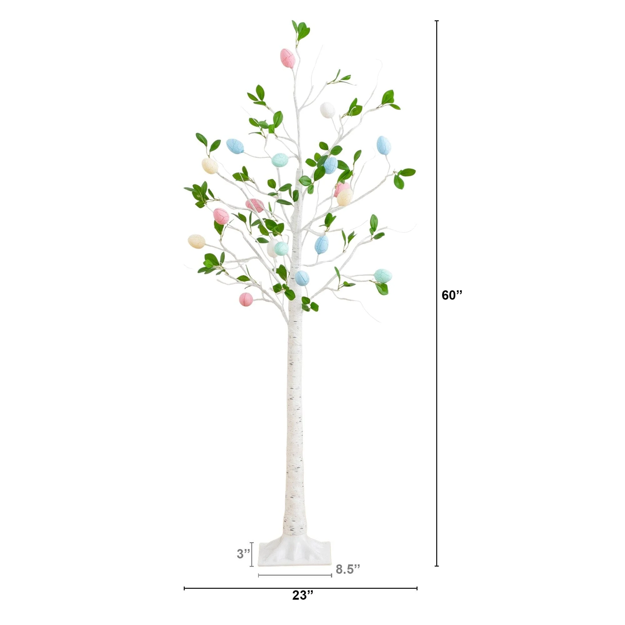 5' Pre-Lit Artificial Blooming Easter Egg Twig Tree with 18 Warm White LED Lights - Image 8