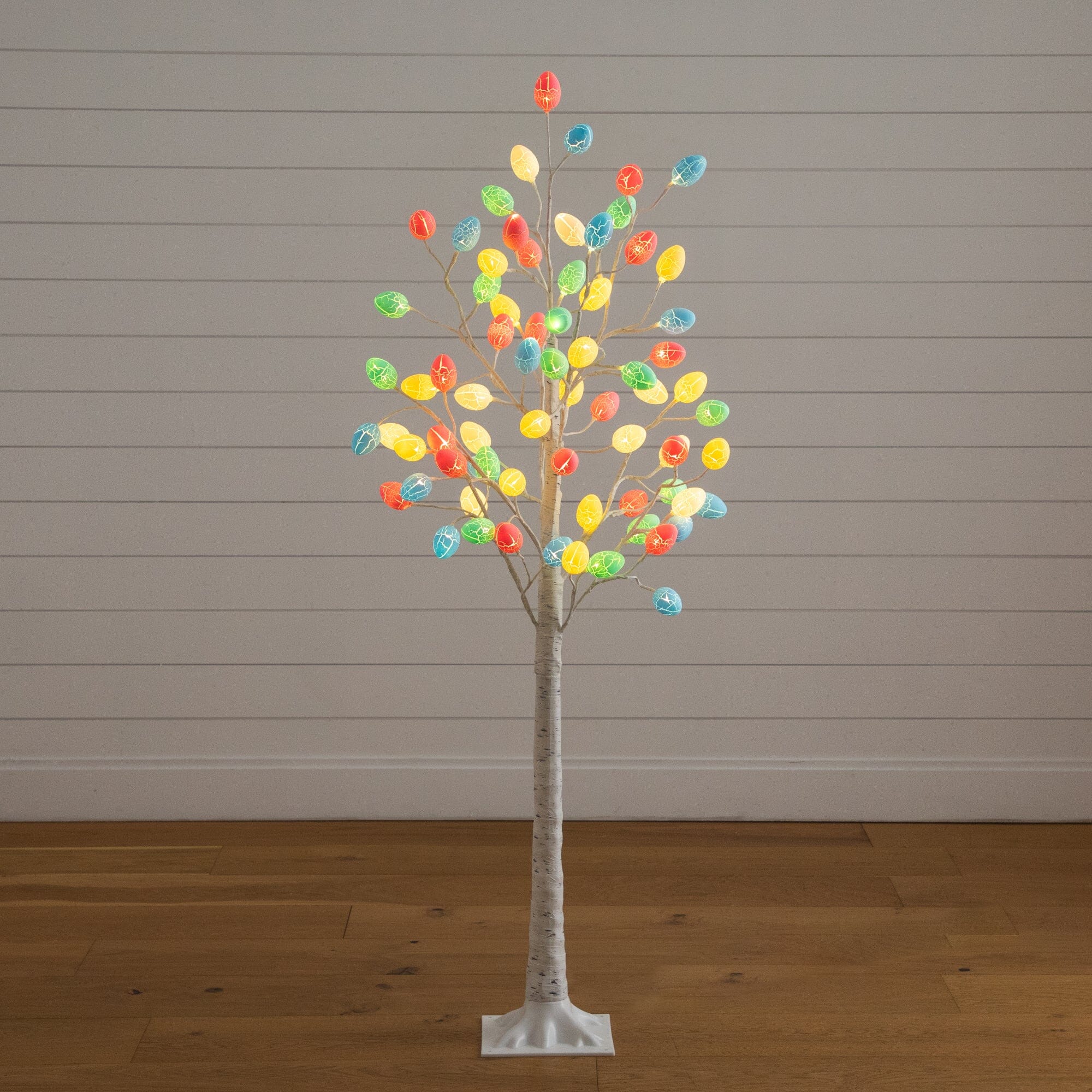 5' Pre-Lit Artificial Easter Twig Tree with 72 Egg Shaped LED Ornaments - Image 3