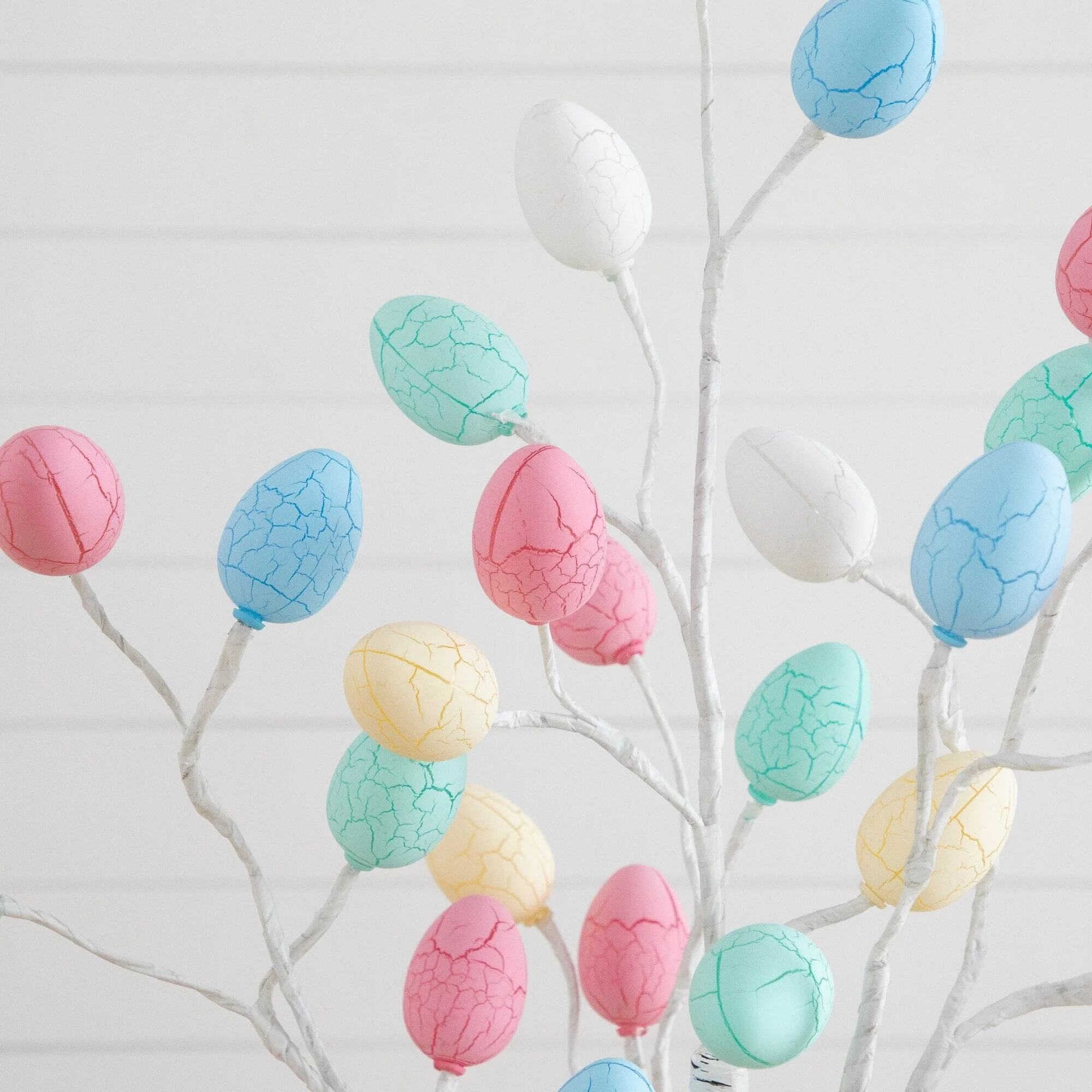 5' Pre-Lit Artificial Easter Twig Tree with 72 Egg Shaped LED Ornaments - Image 4